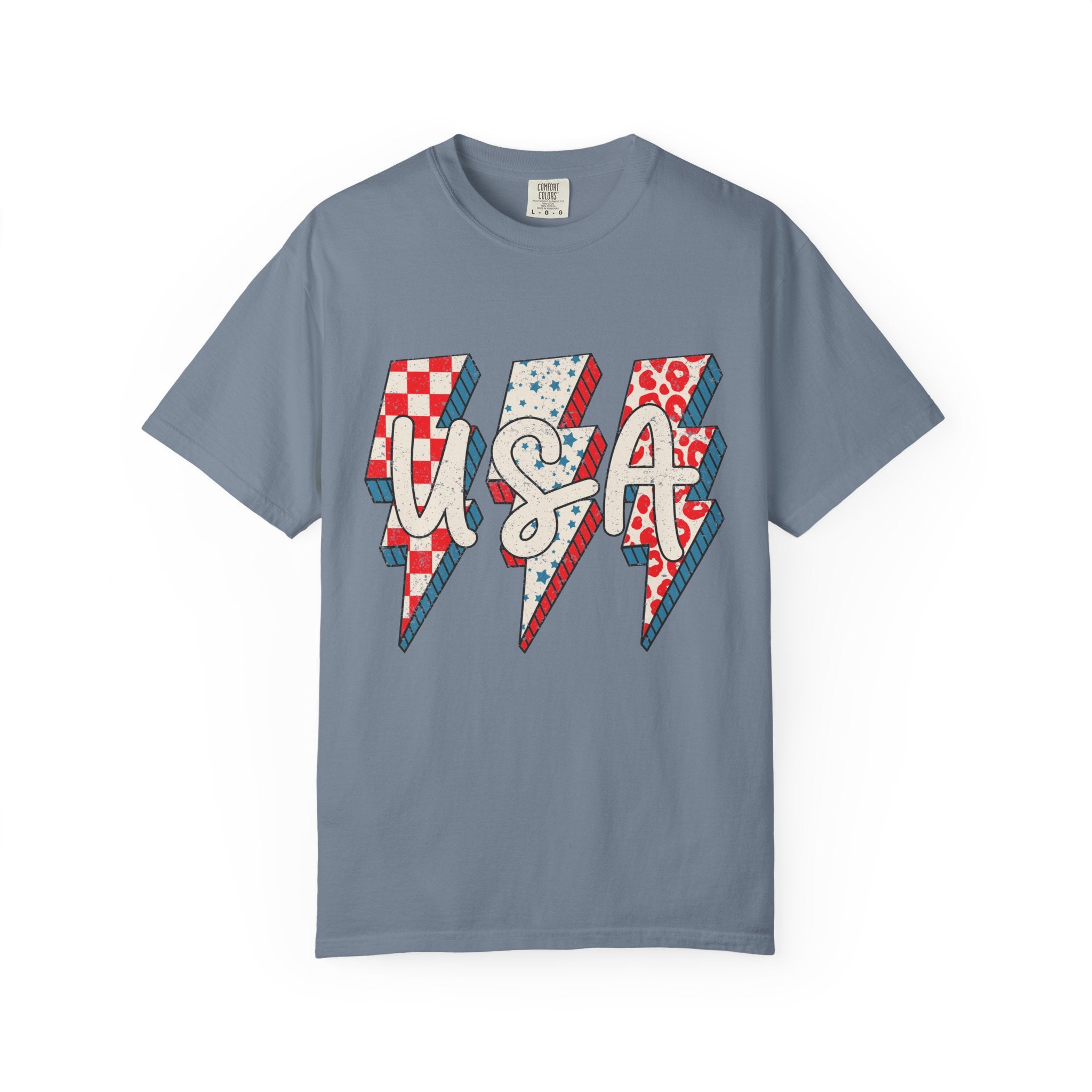 USA Lightning Bolt Graphic T-Shirt — Patriotic 4th of July Tee