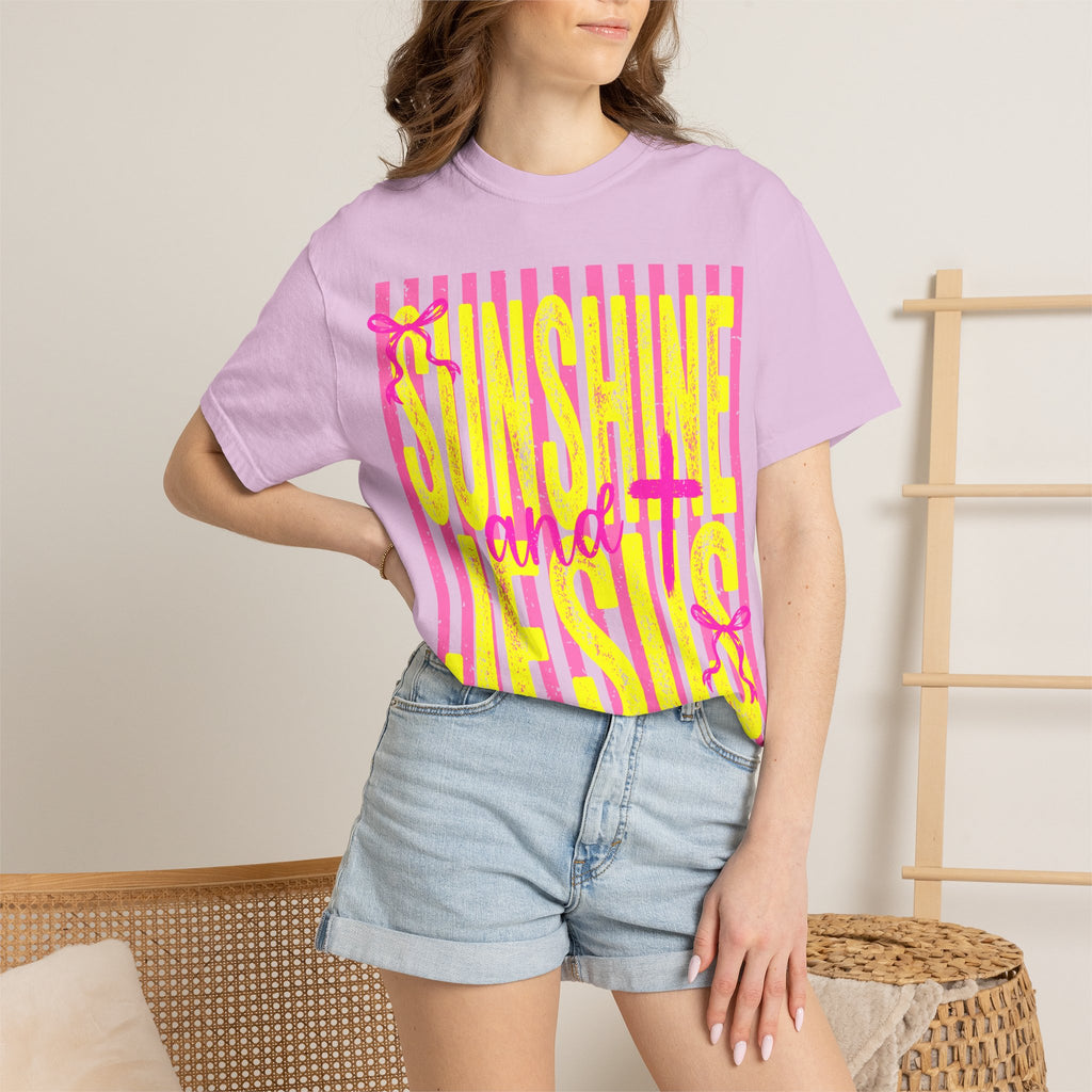Sunshine and Jesus Graphic T-Shirt — Bright Faith Tee for Women & Men