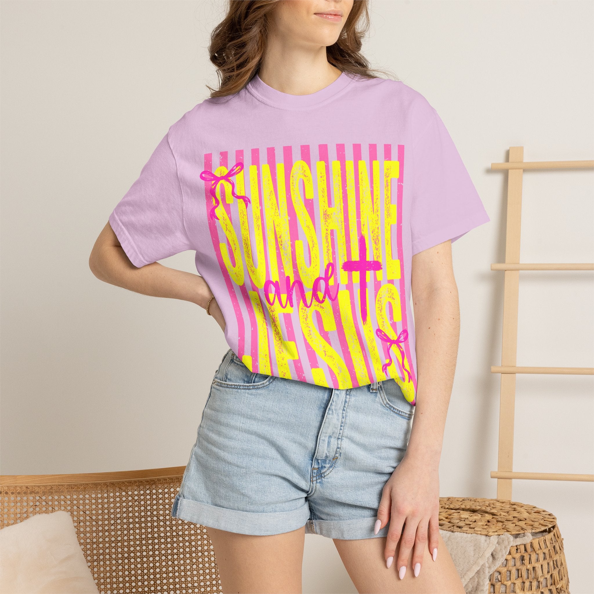 Sunshine and Jesus Graphic T-Shirt — Bright Faith Tee for Women & Men