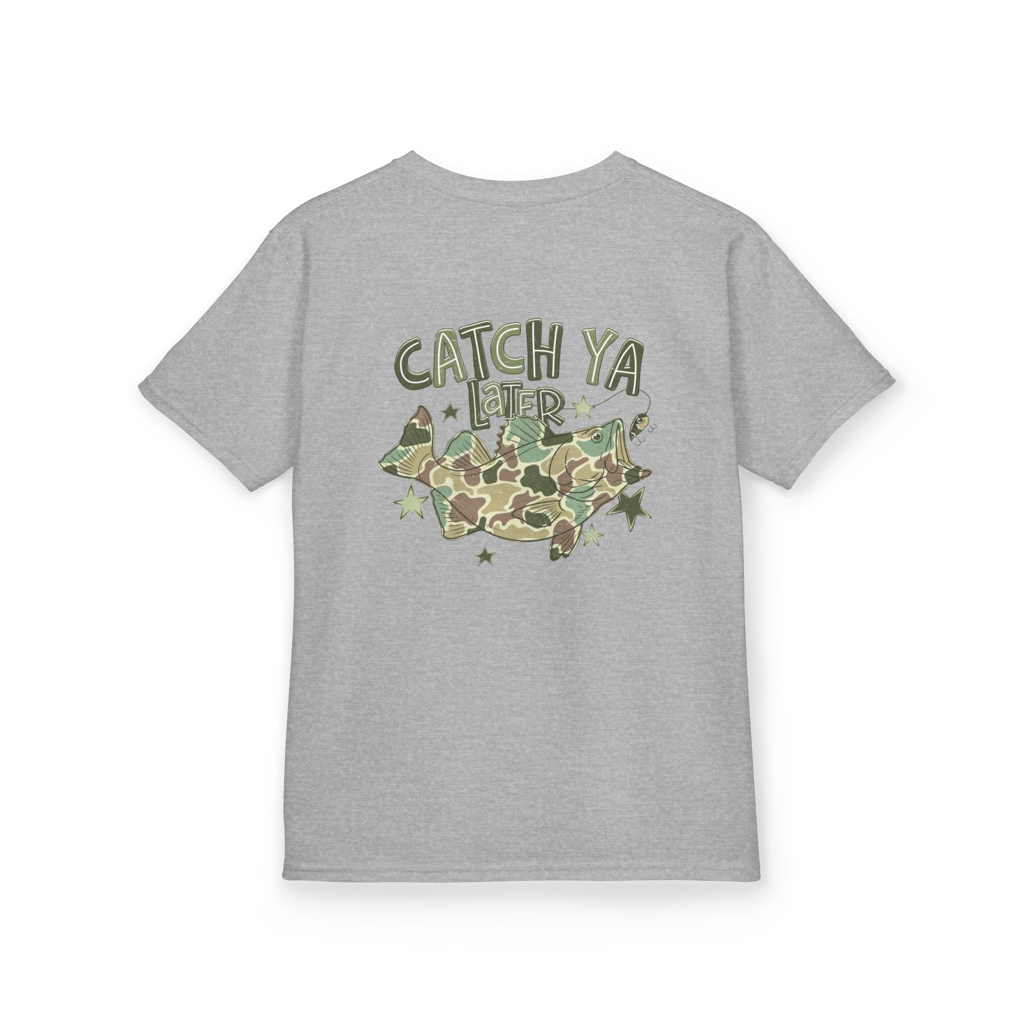 Kids Tee — "Catch Ya Later" Camo Shark Graphic