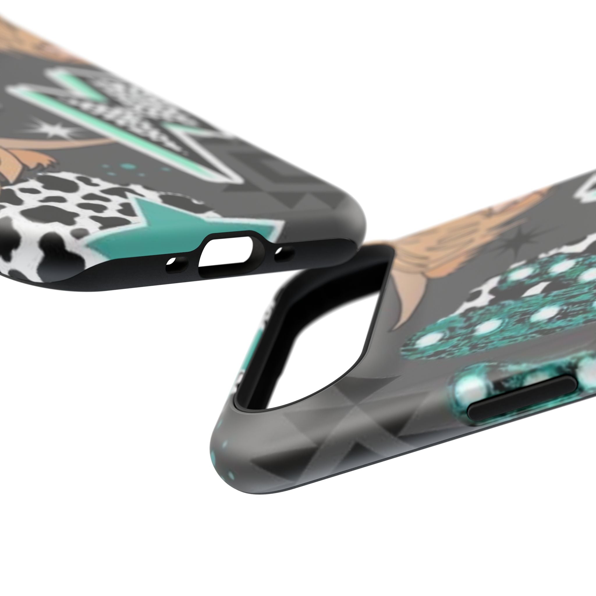 Teal Pop-Art Pattern Phone Case — Impact-Resistant iPhone Cover with Lightning & Leopard Graphics