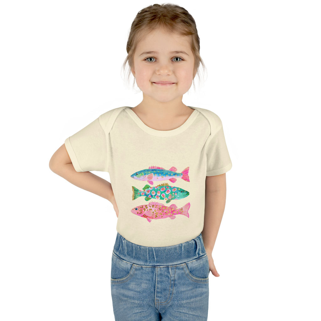 Baby Bodysuit — Colorful Watercolor Fish Onesie for Infants