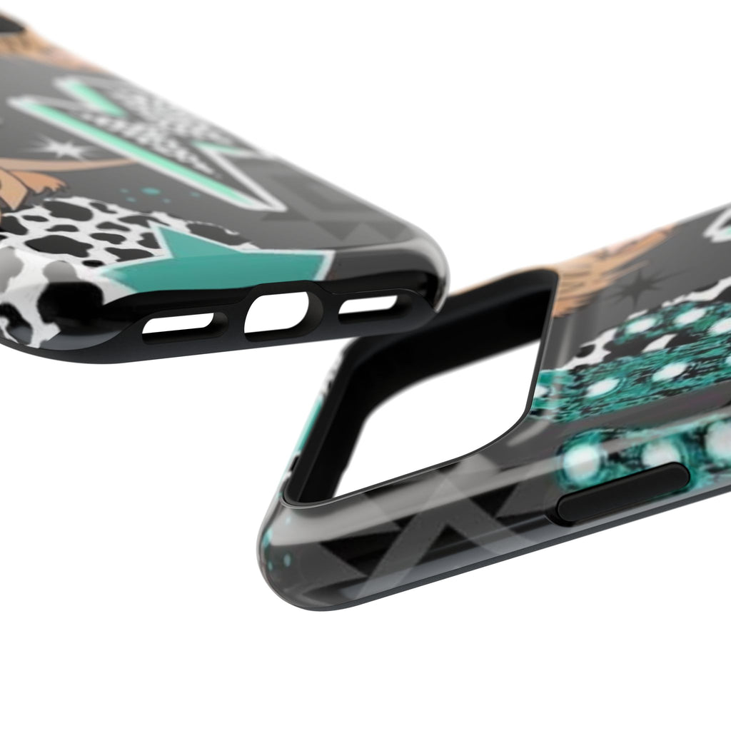 Teal Pop-Art Pattern Phone Case — Impact-Resistant iPhone Cover with Lightning & Leopard Graphics