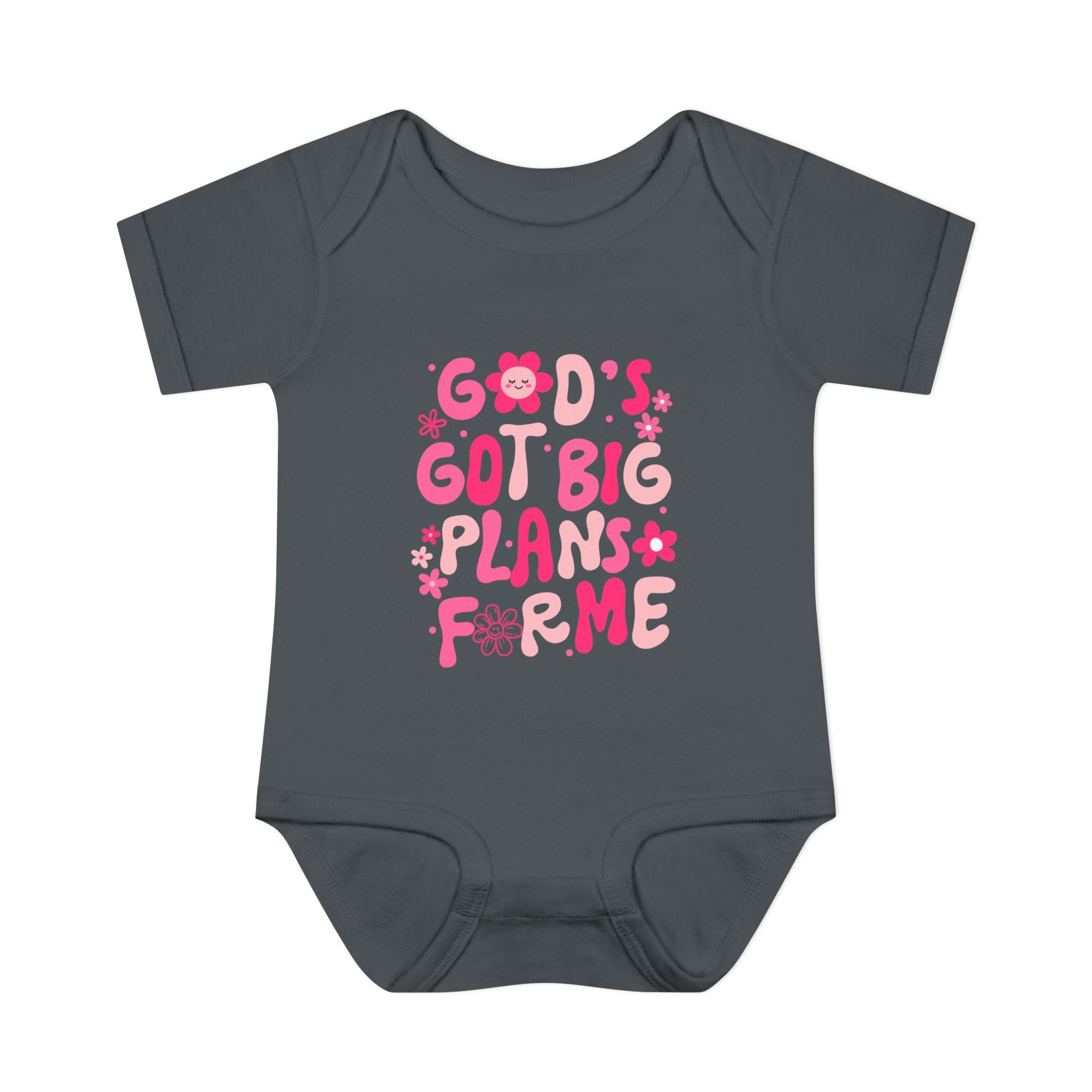 Girls God’s Got Big Plans For Me Infant Bodysuit — Pink Floral Baby Onesie