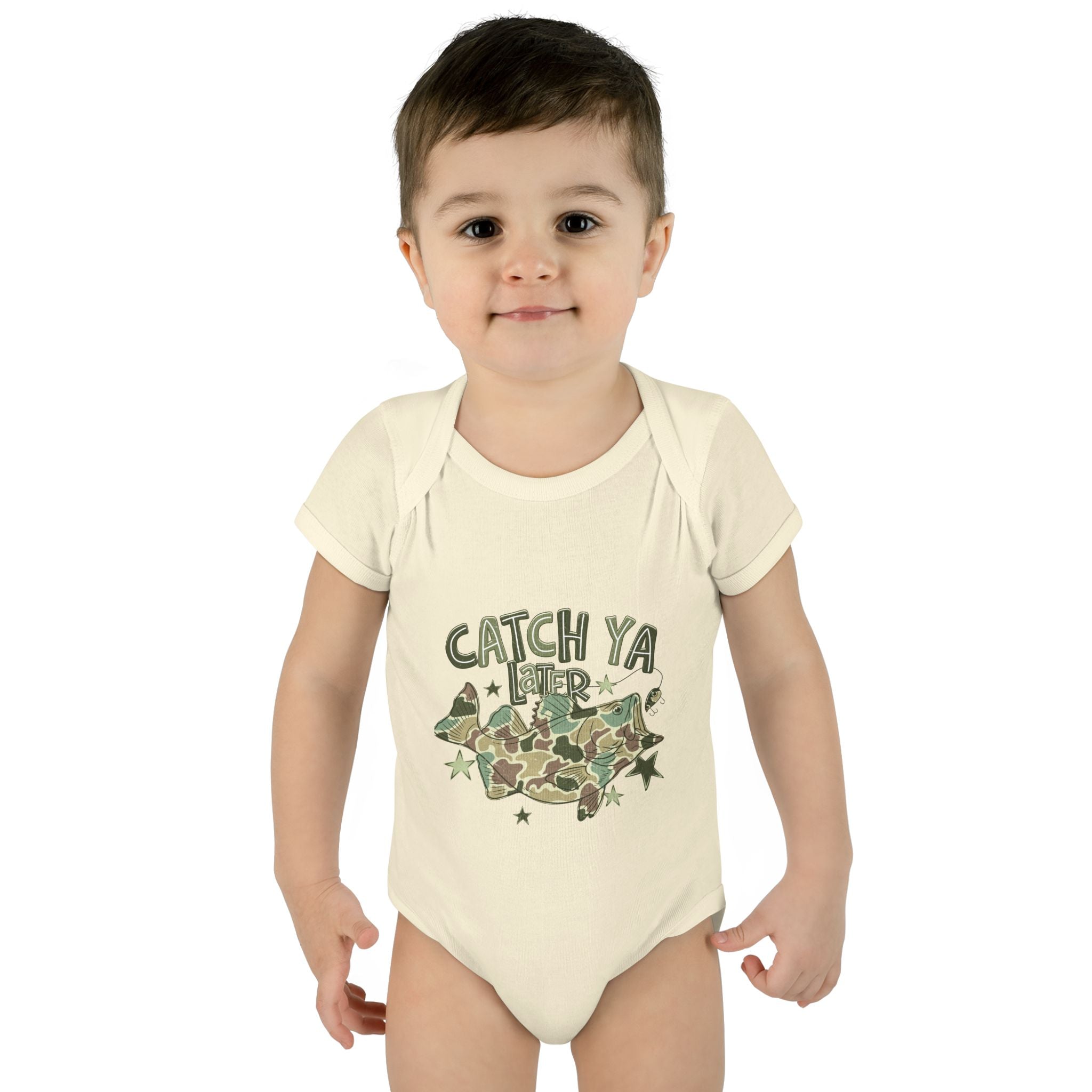 Infant Bodysuit - "Catch Ya Later" Camo Bat Graphic Baby Onesie