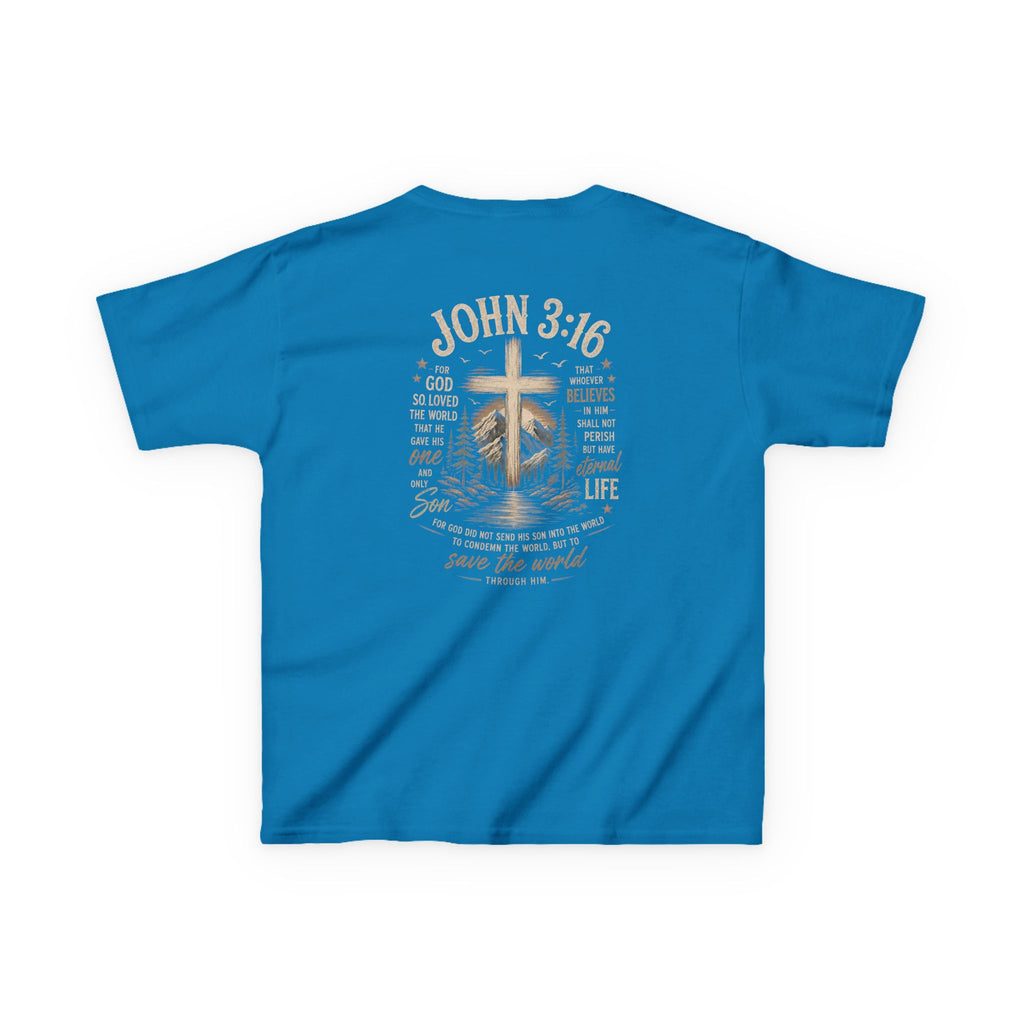 Kids T-Shirt — John 3:16 Cross Design Christian Youth Tee