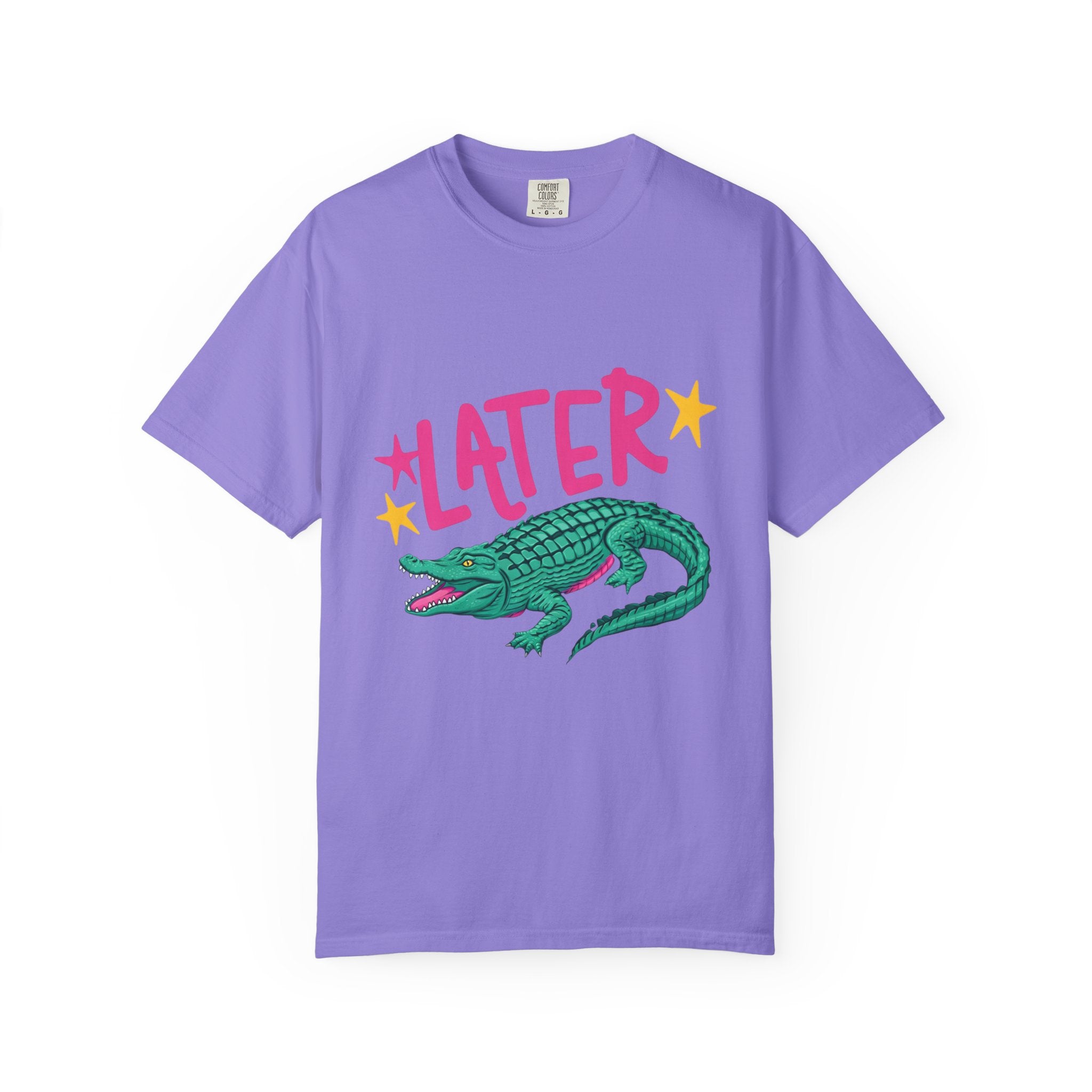 Later/After While Alligator T-Shirt — Retro Pink & Teal Graphic Tee