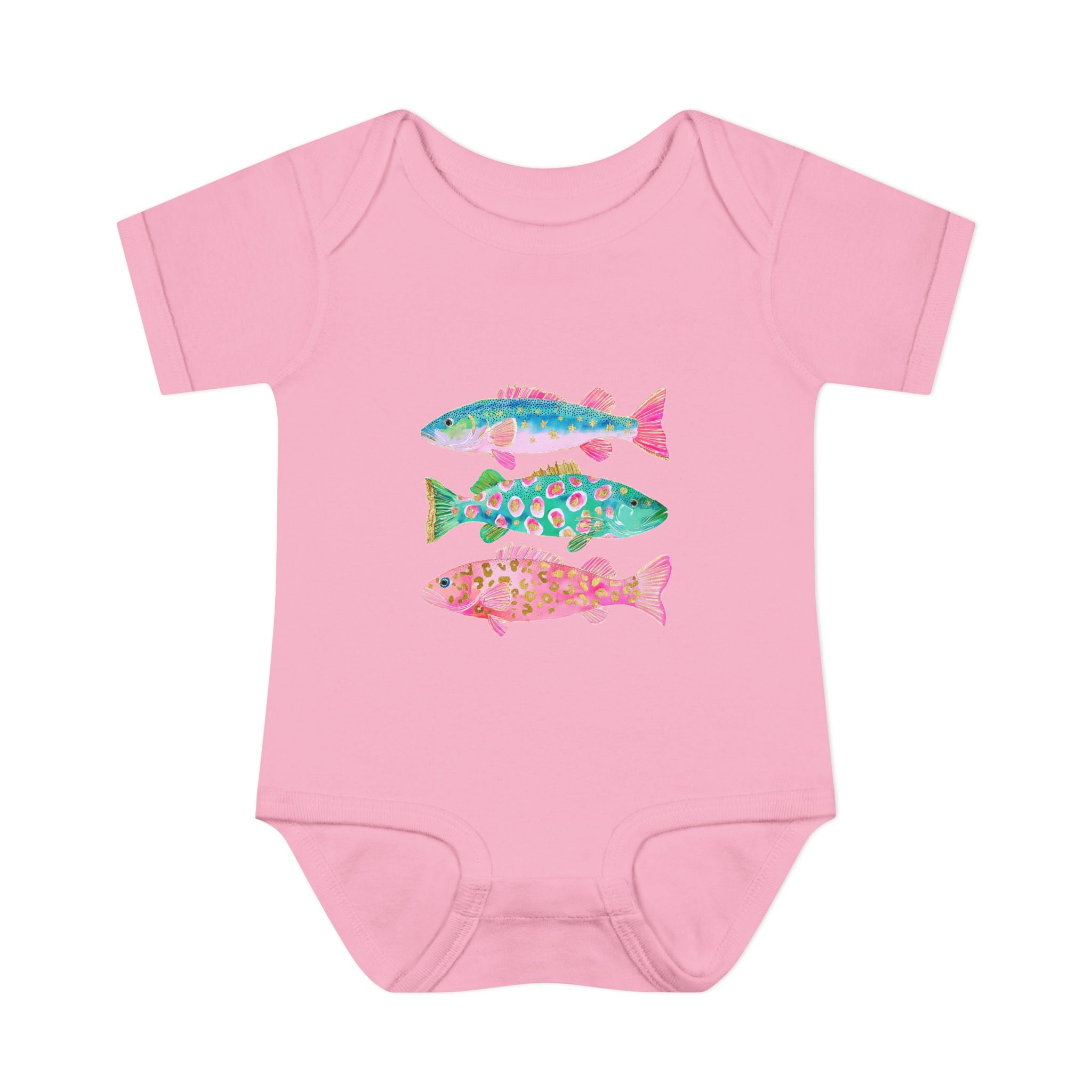 Baby Bodysuit — Colorful Watercolor Fish Onesie for Infants