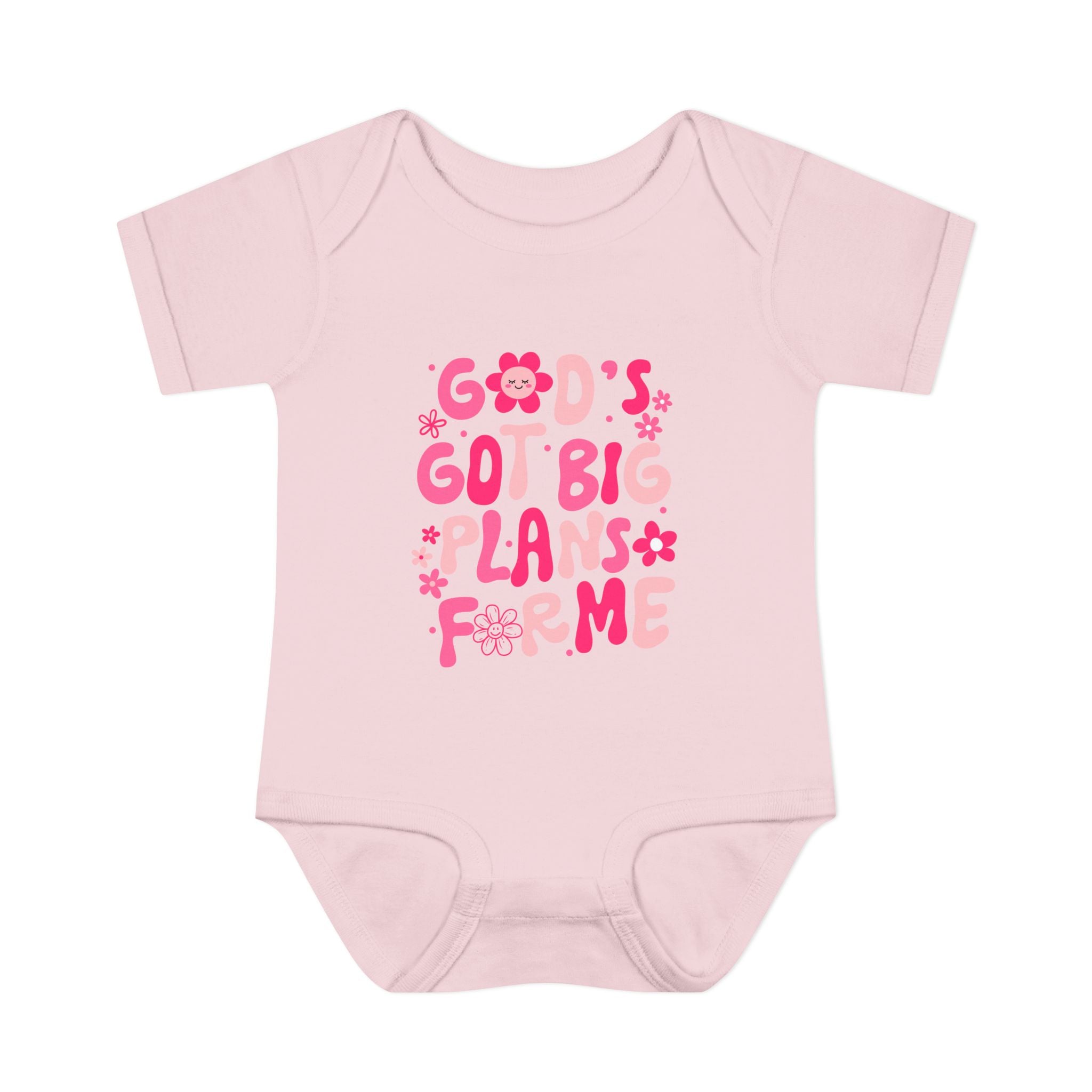 Girls God’s Got Big Plans For Me Infant Bodysuit — Pink Floral Baby Onesie