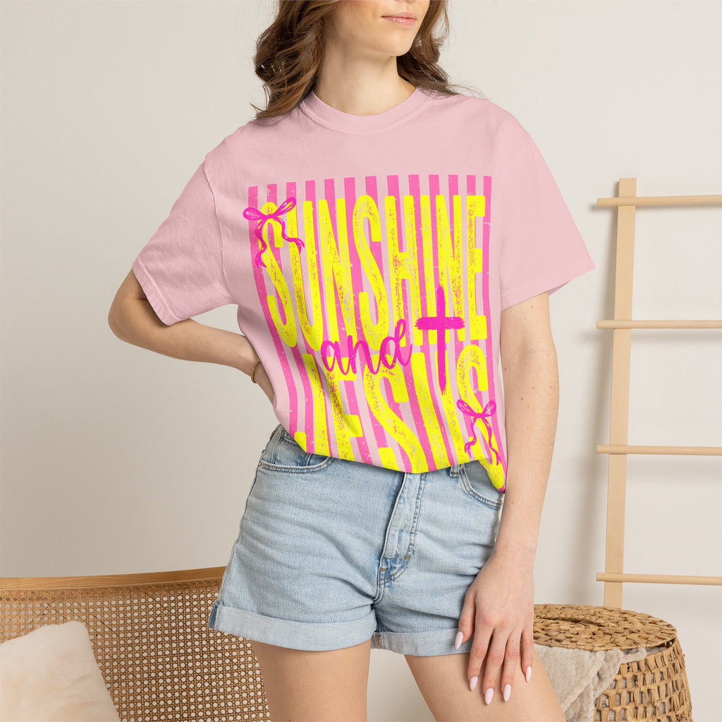 Sunshine and Jesus Graphic T-Shirt — Bright Faith Tee for Women & Men
