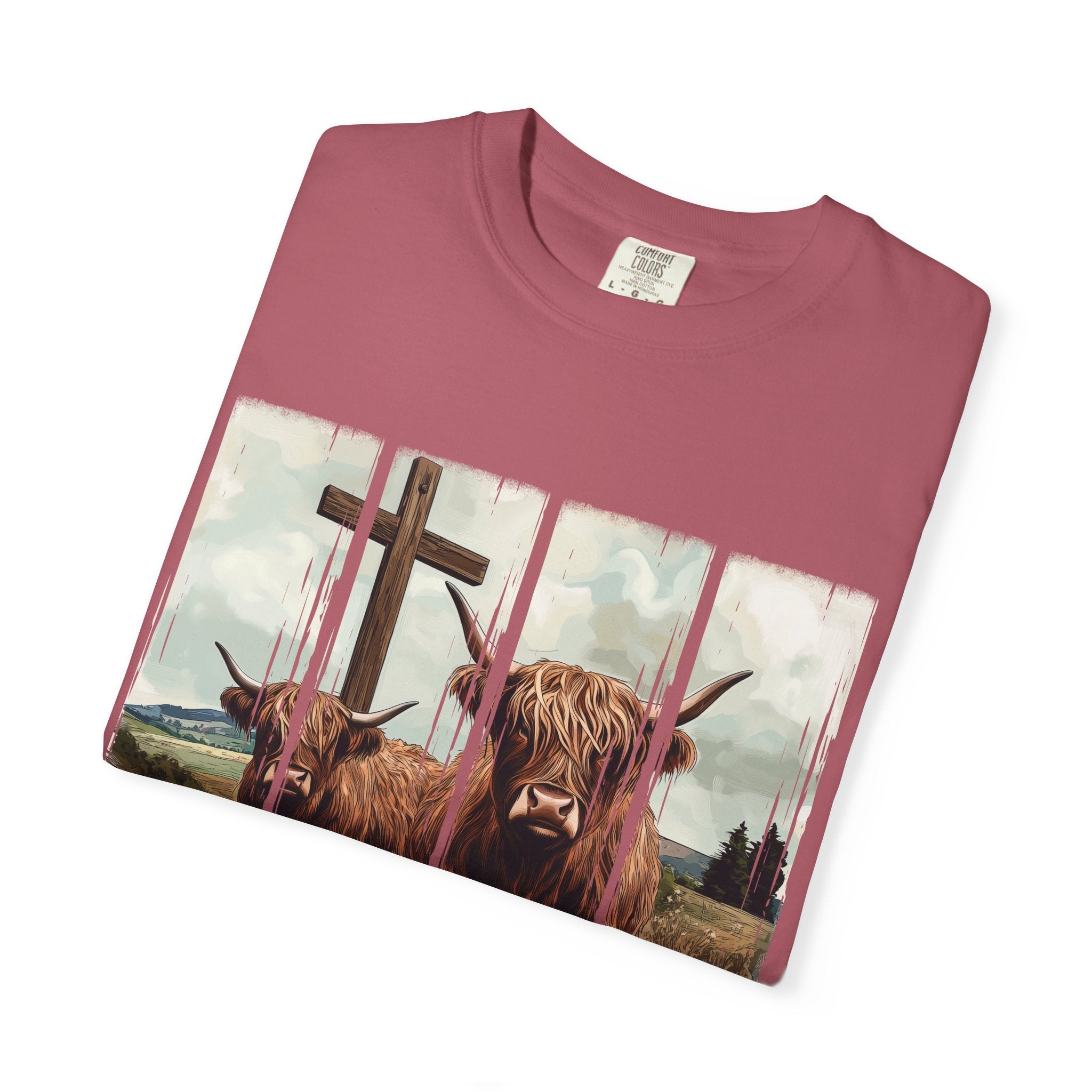 Christian Highland Cow T-Shirt — "Follow the Word, Not the Herd" Faith Tee