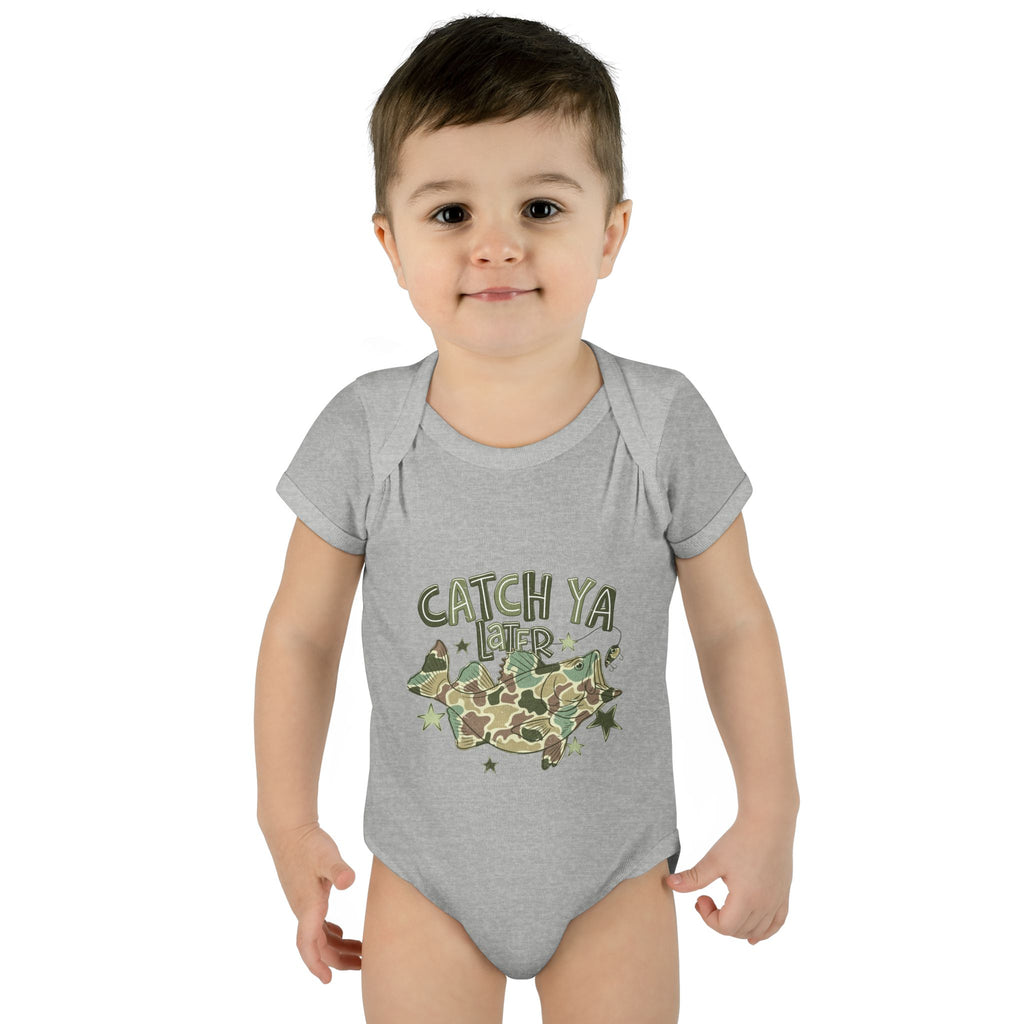 Infant Bodysuit - "Catch Ya Later" Camo Bat Graphic Baby Onesie