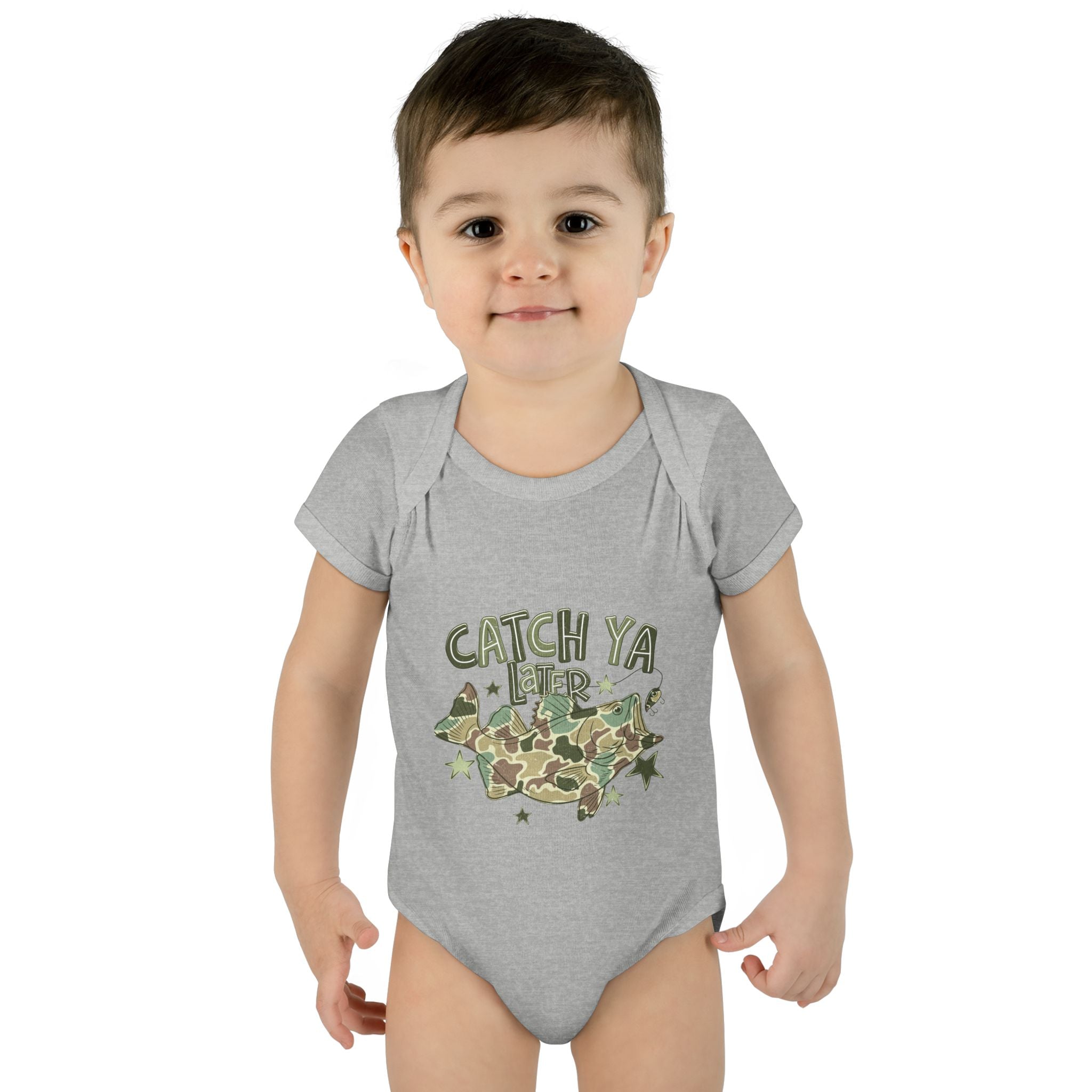 Infant Bodysuit - "Catch Ya Later" Camo Bat Graphic Baby Onesie
