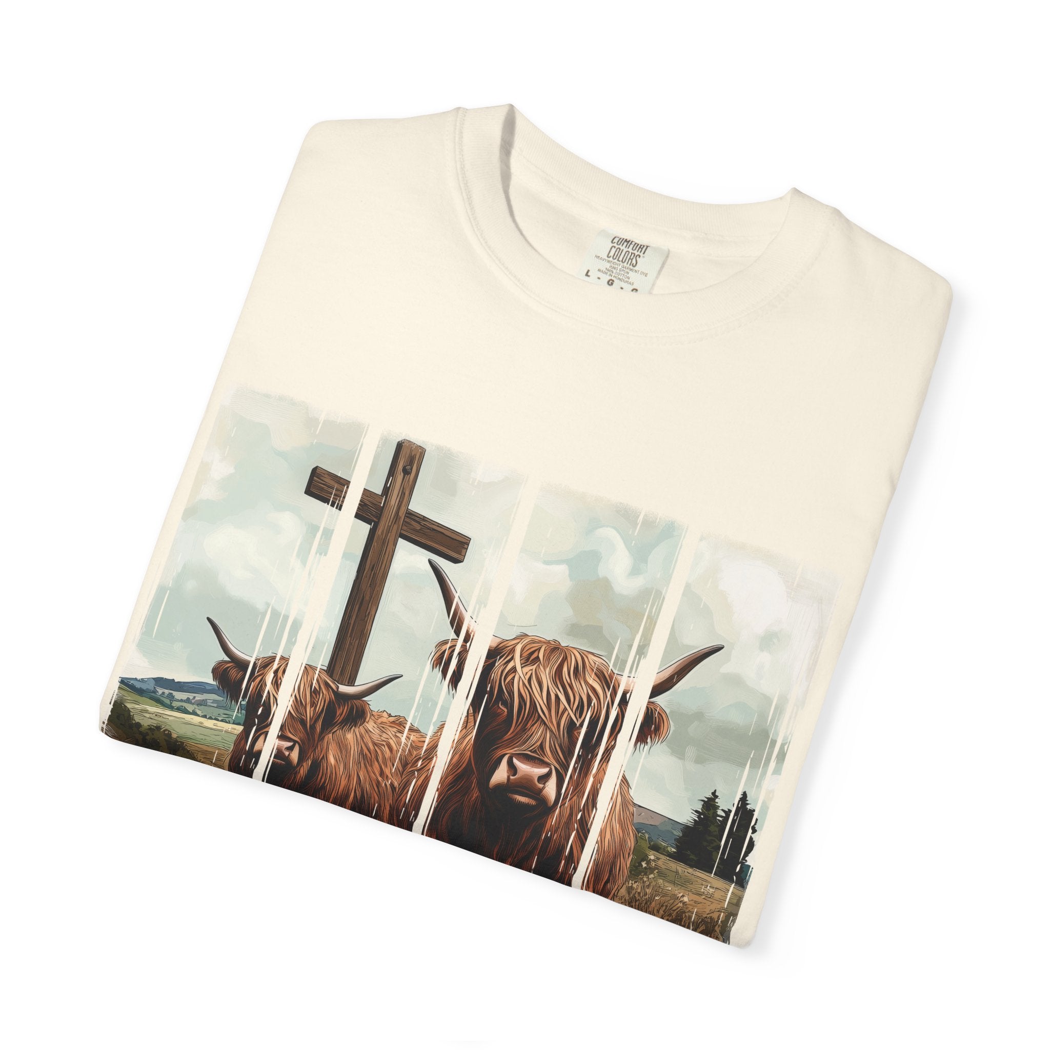 Christian Highland Cow T-Shirt — "Follow the Word, Not the Herd" Faith Tee