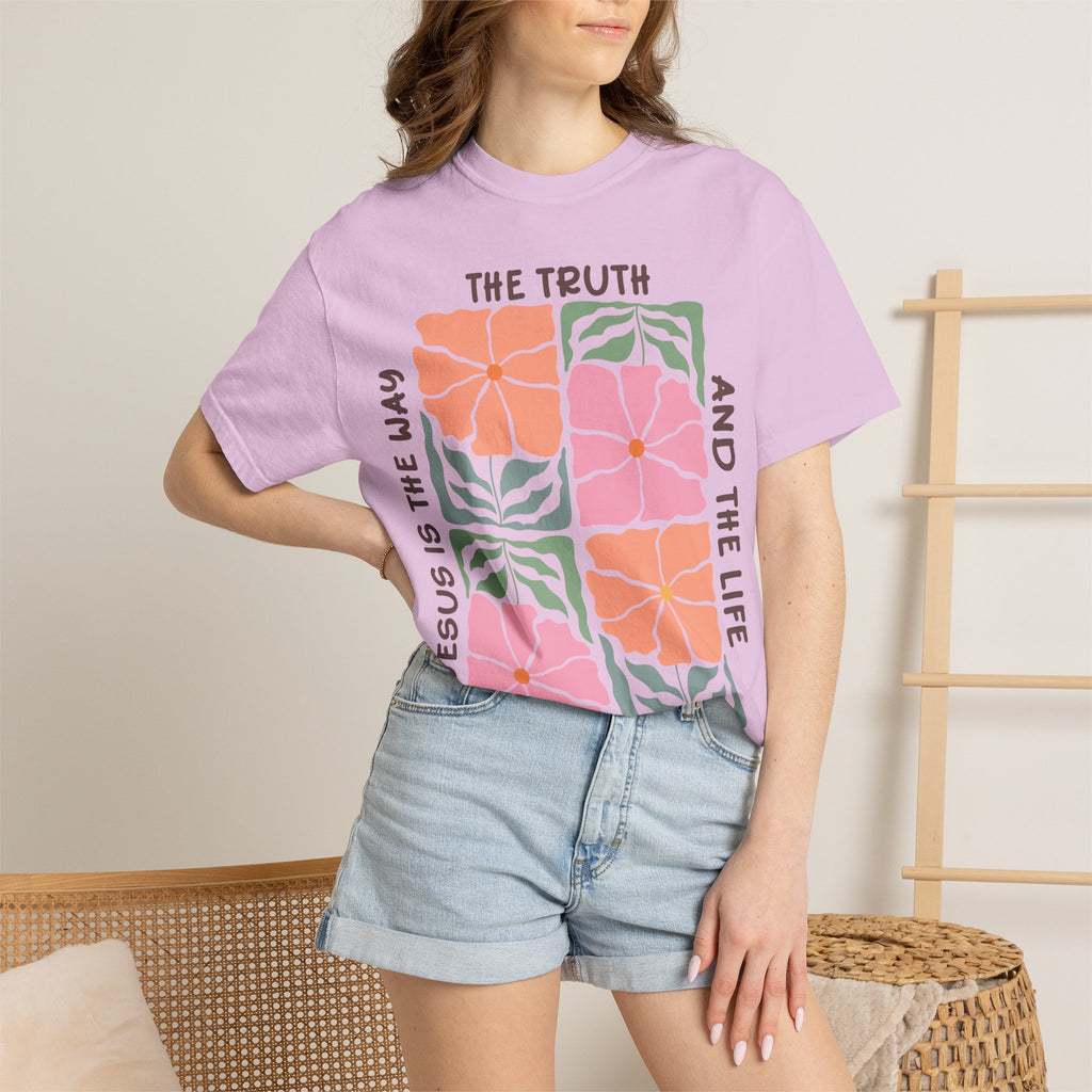 Christian Floral T-Shirt — "The Truth and the Life" John 14:6 Graphic Tee