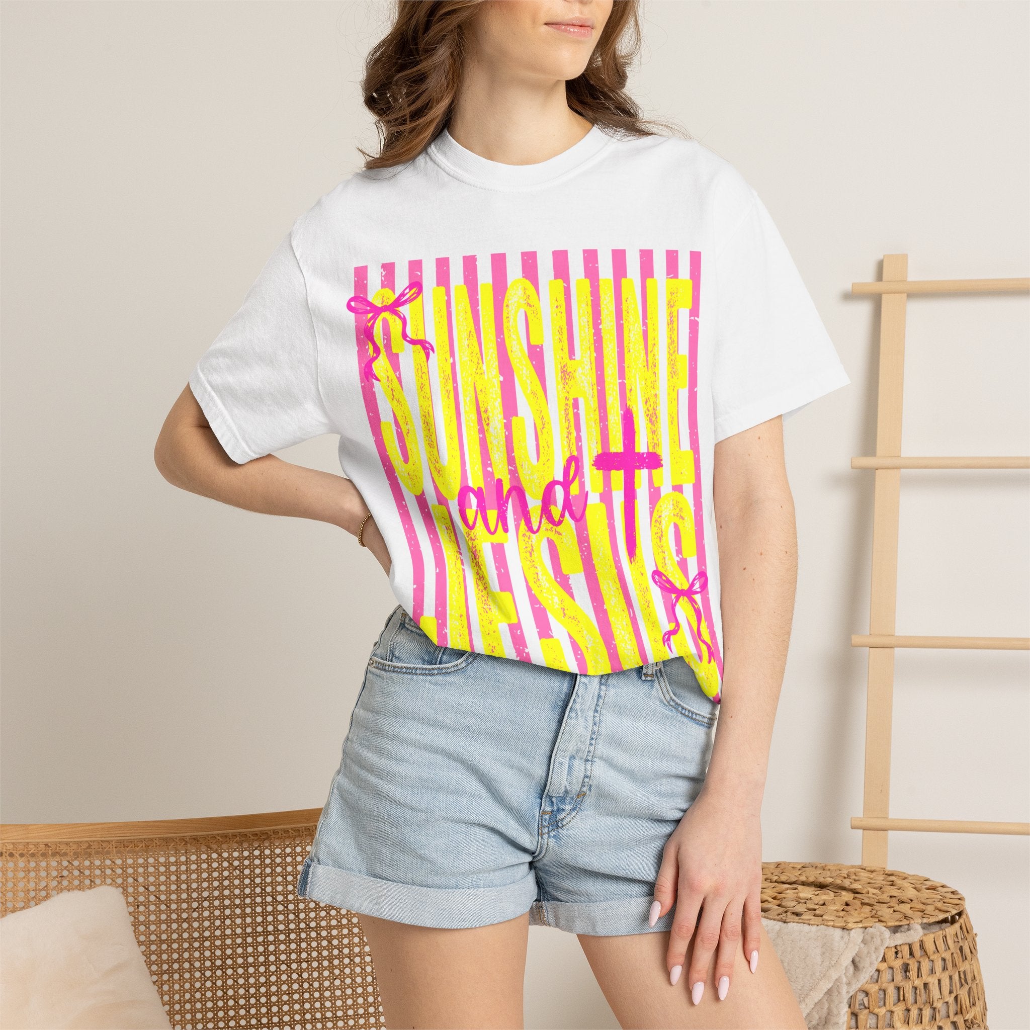 Sunshine and Jesus Graphic T-Shirt — Bright Faith Tee for Women & Men