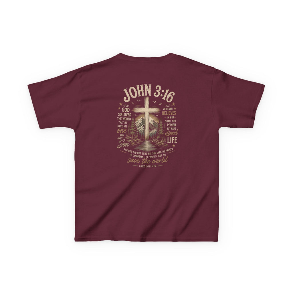 Kids T-Shirt — John 3:16 Cross Design Christian Youth Tee