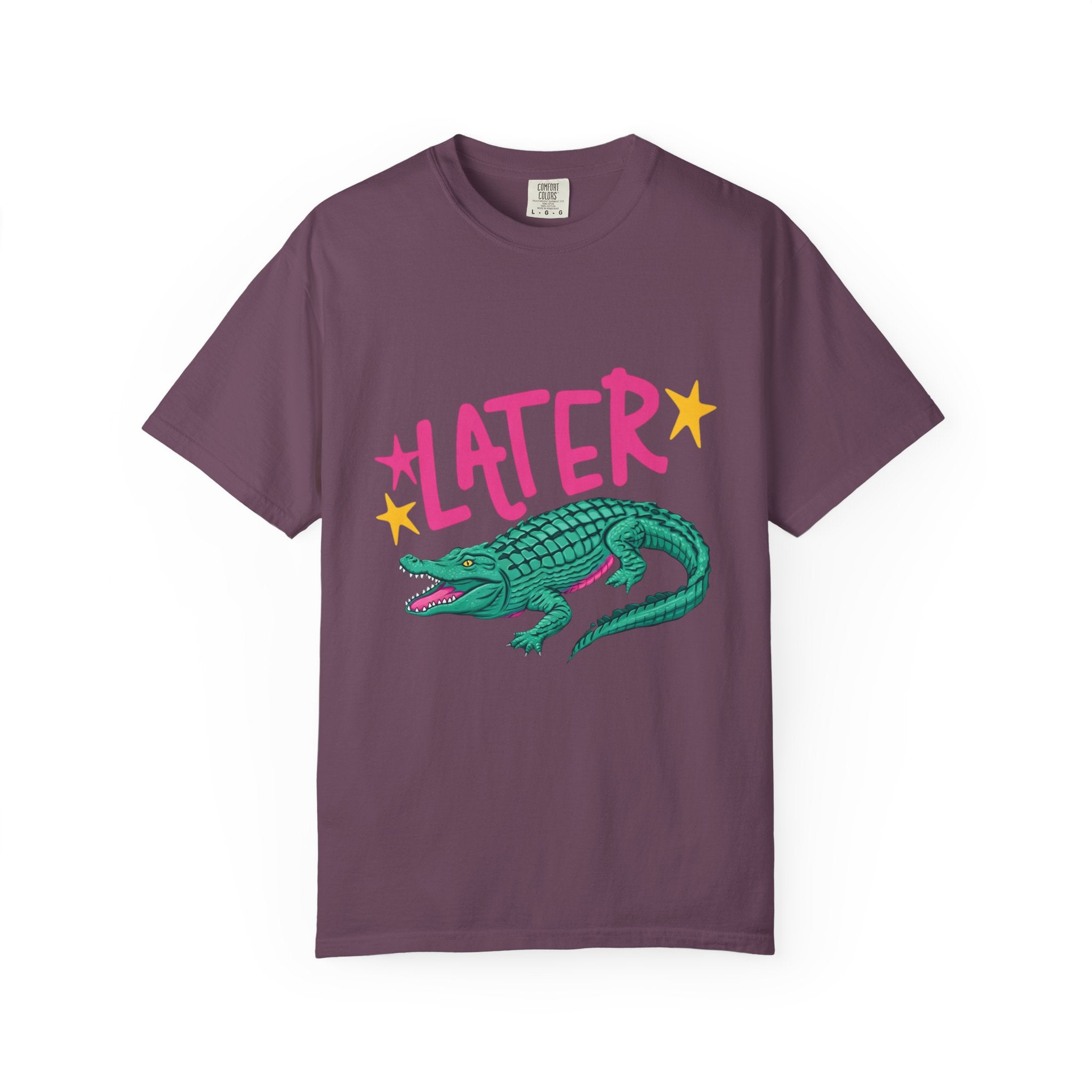 Later/After While Alligator T-Shirt — Retro Pink & Teal Graphic Tee