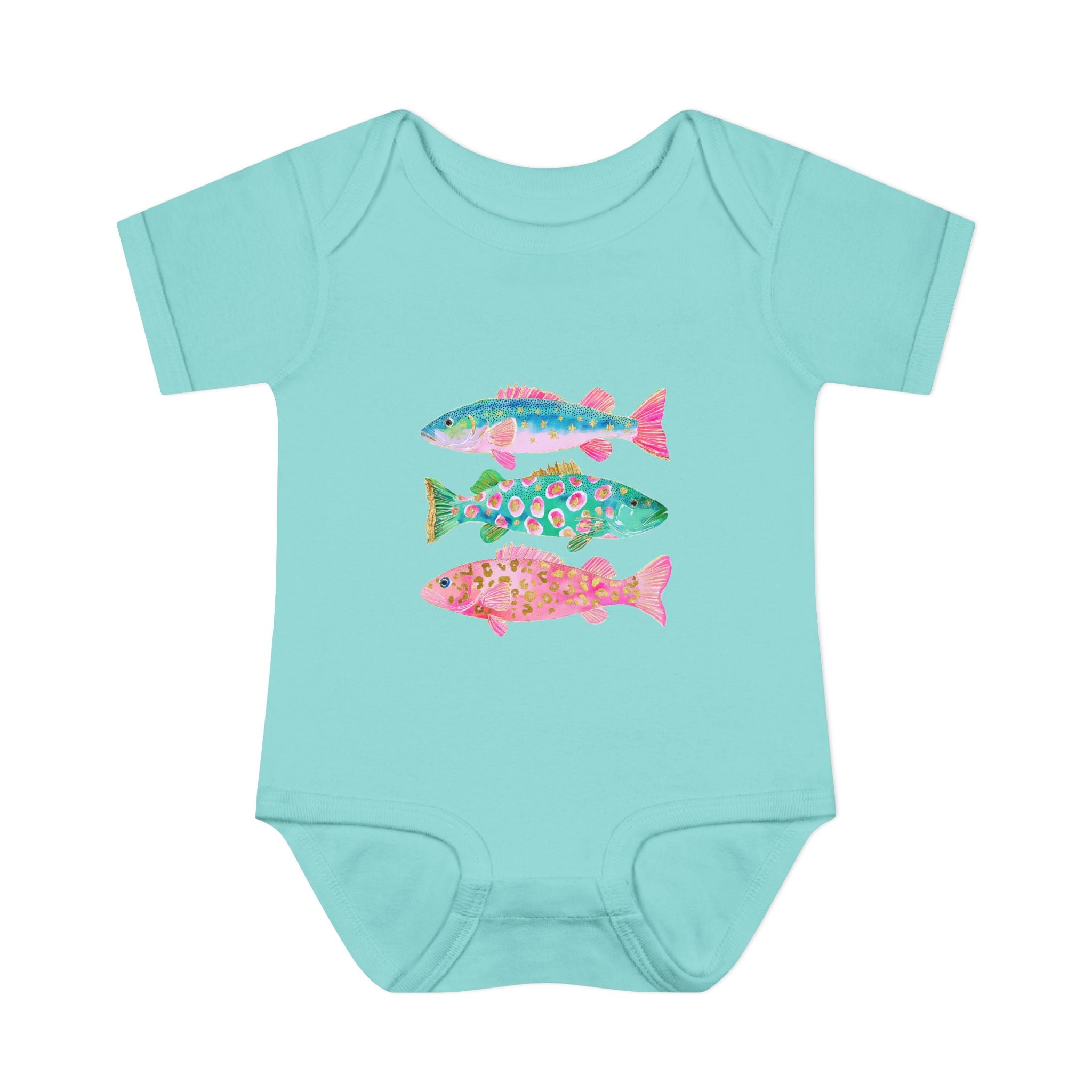 Baby Bodysuit — Colorful Watercolor Fish Onesie for Infants
