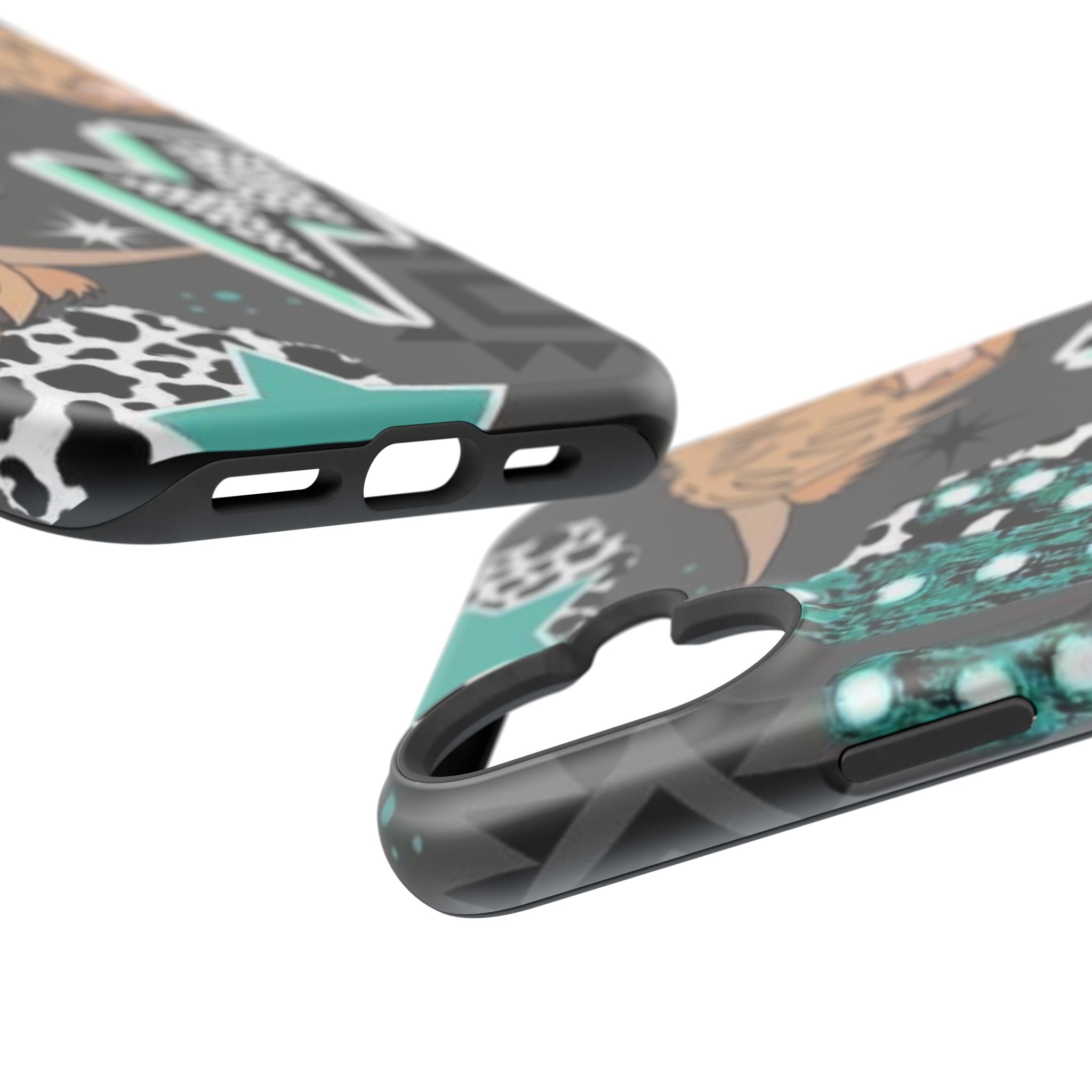 Teal Pop-Art Pattern Phone Case — Impact-Resistant iPhone Cover with Lightning & Leopard Graphics