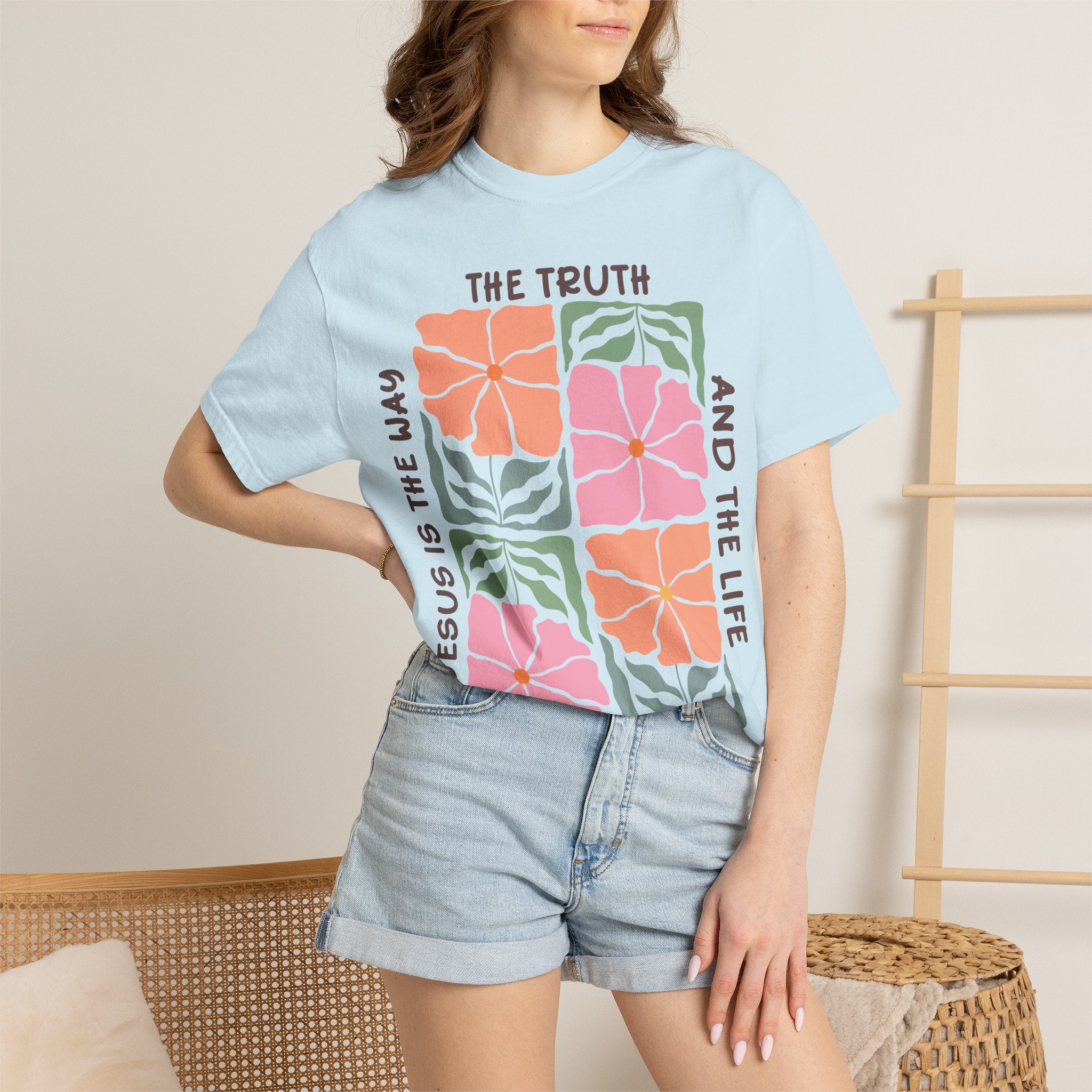 Christian Floral T-Shirt — "The Truth and the Life" John 14:6 Graphic Tee