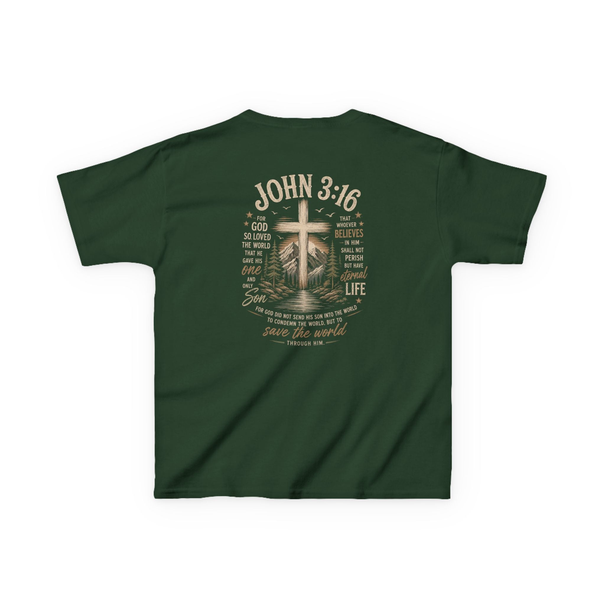 Kids T-Shirt — John 3:16 Cross Design Christian Youth Tee