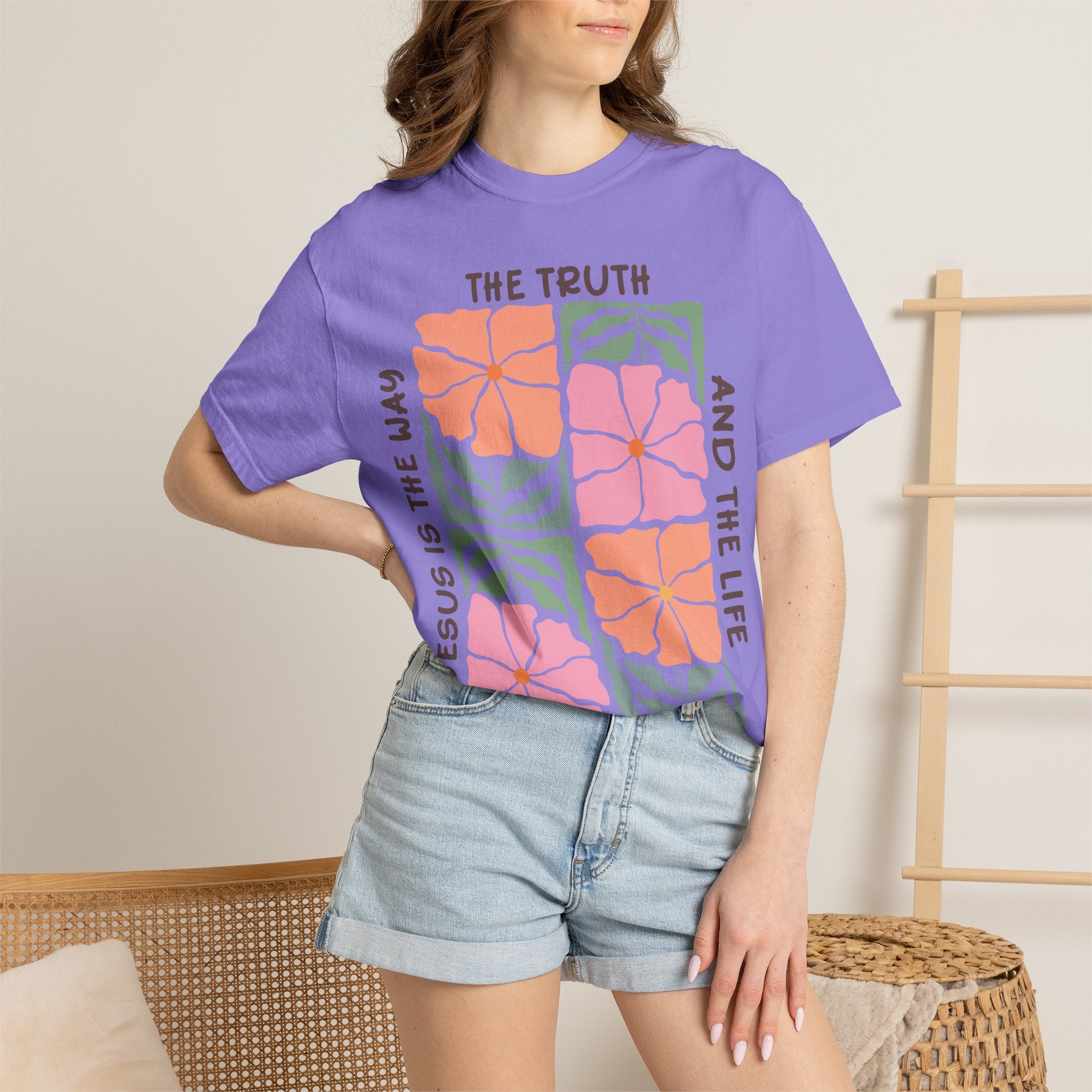 Christian Floral T-Shirt — "The Truth and the Life" John 14:6 Graphic Tee