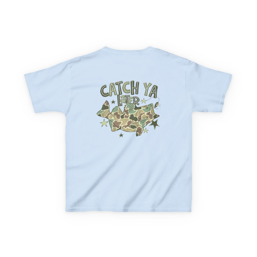 Kids Tee — "Catch Ya Later" Camo Shark Graphic