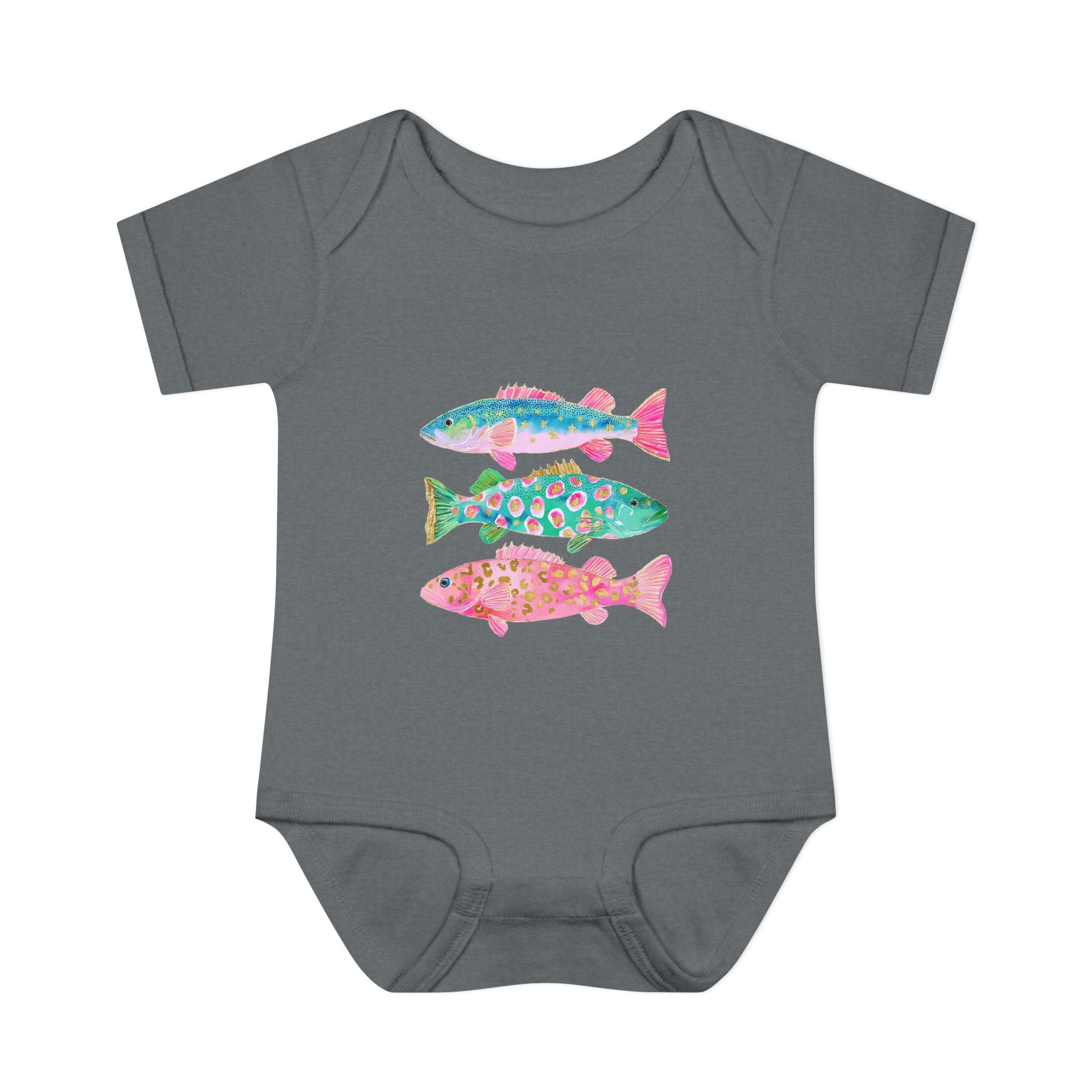 Baby Bodysuit — Colorful Watercolor Fish Onesie for Infants
