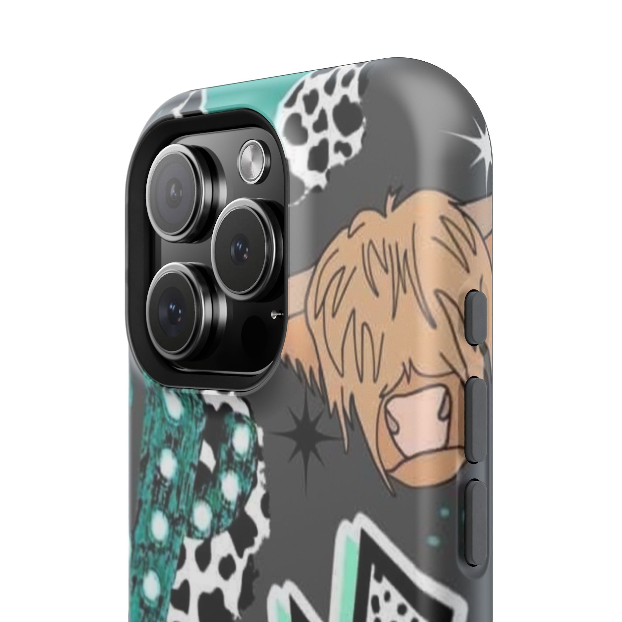 Teal Pop-Art Pattern Phone Case — Impact-Resistant iPhone Cover with Lightning & Leopard Graphics