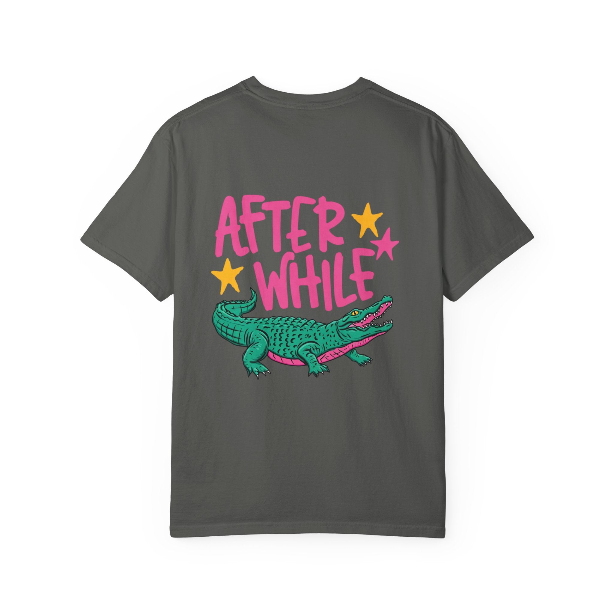 Later/After While Alligator T-Shirt — Retro Pink & Teal Graphic Tee