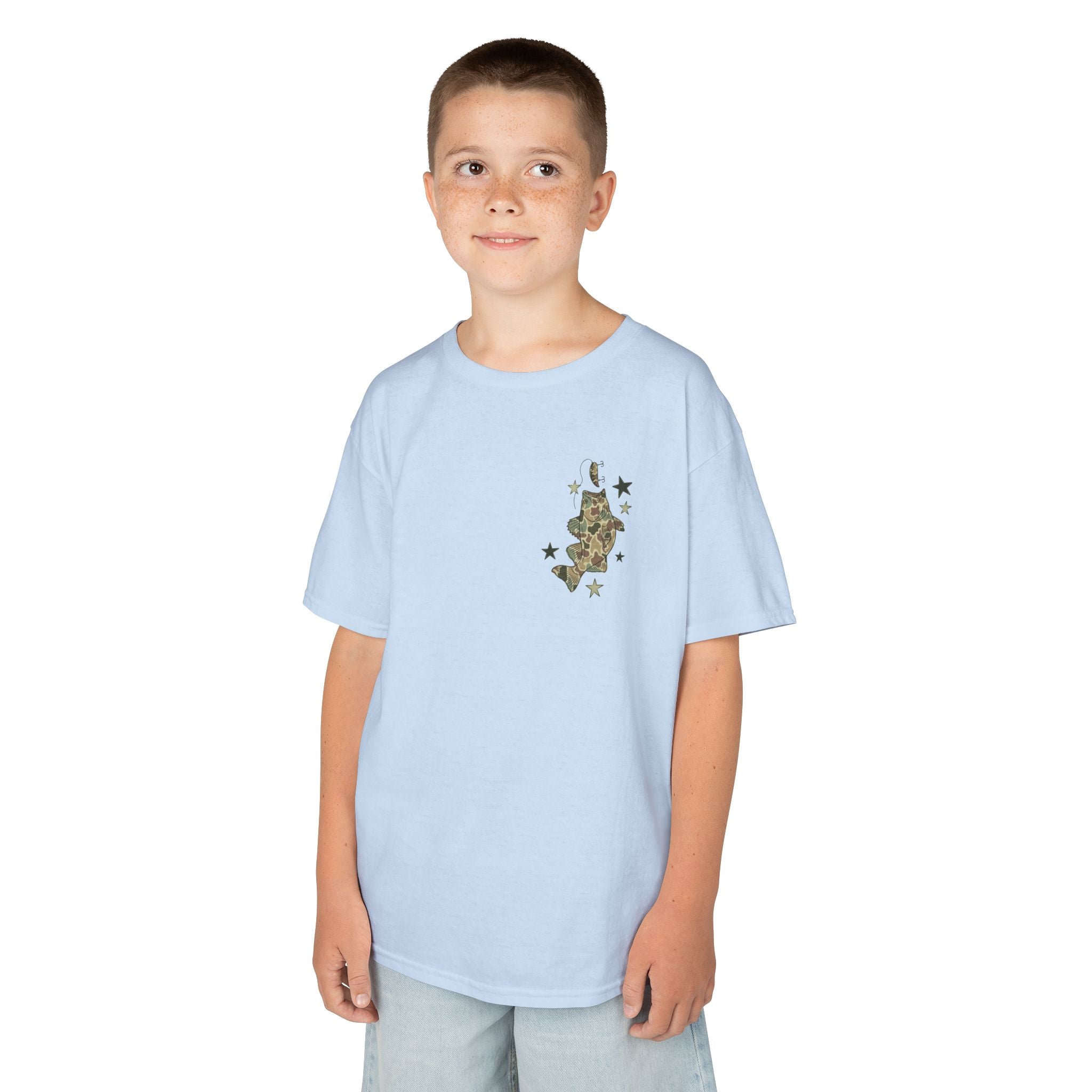 Kids Tee — "Catch Ya Later" Camo Shark Graphic