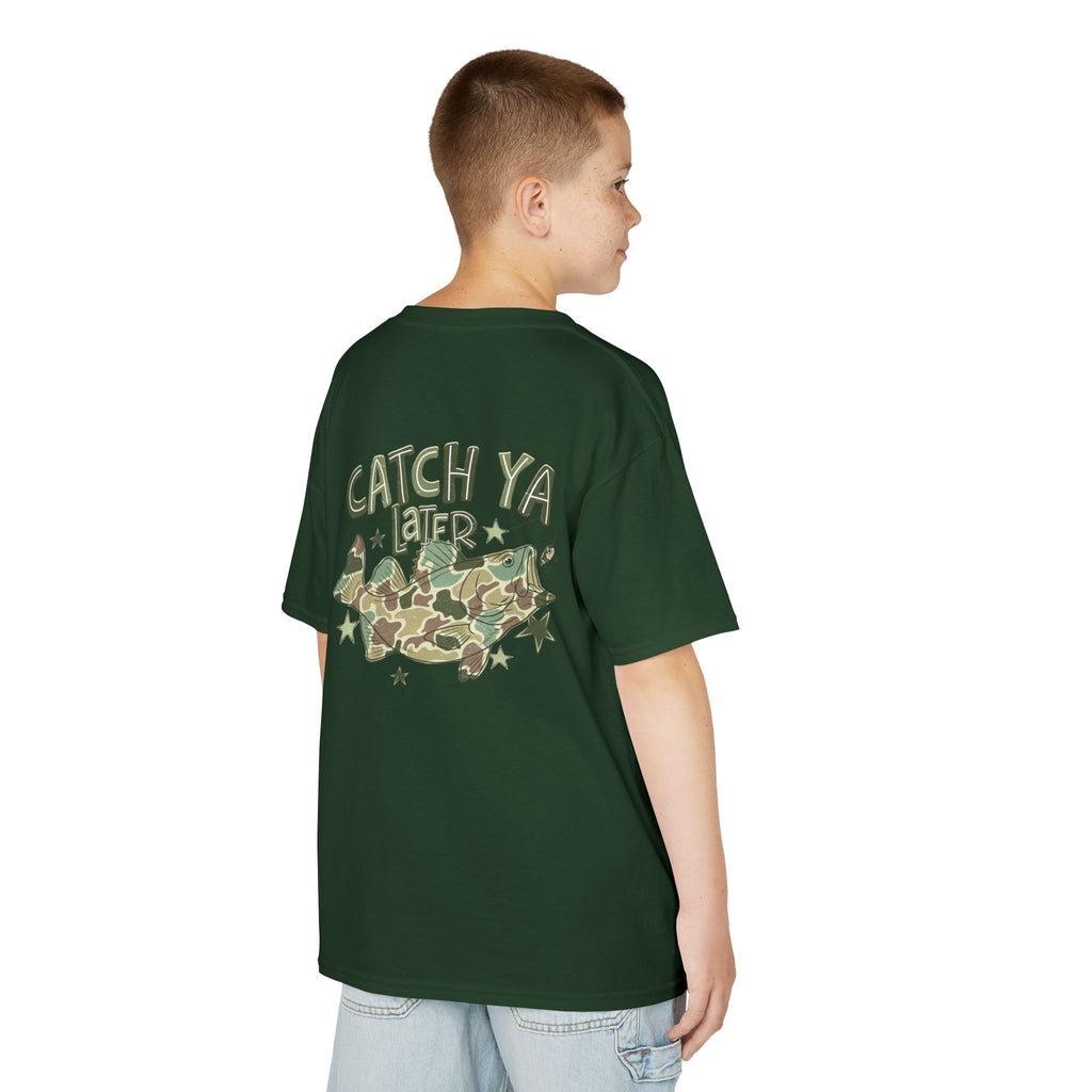 Kids Tee — "Catch Ya Later" Camo Shark Graphic