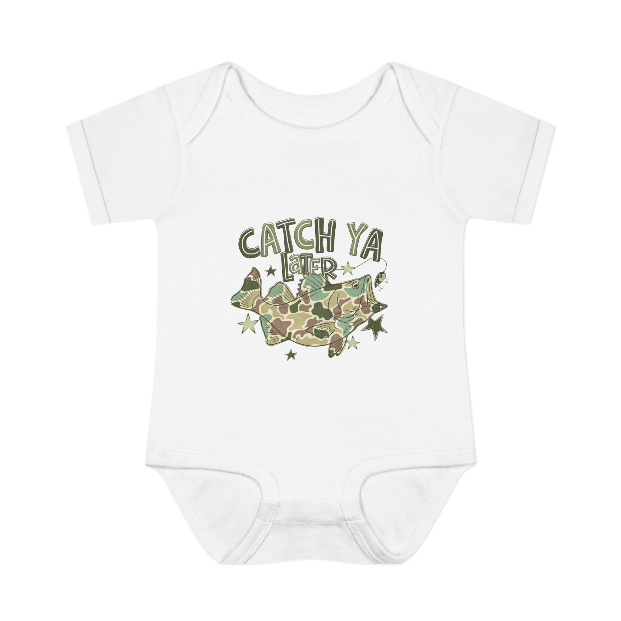 Infant Bodysuit - "Catch Ya Later" Camo Bat Graphic Baby Onesie