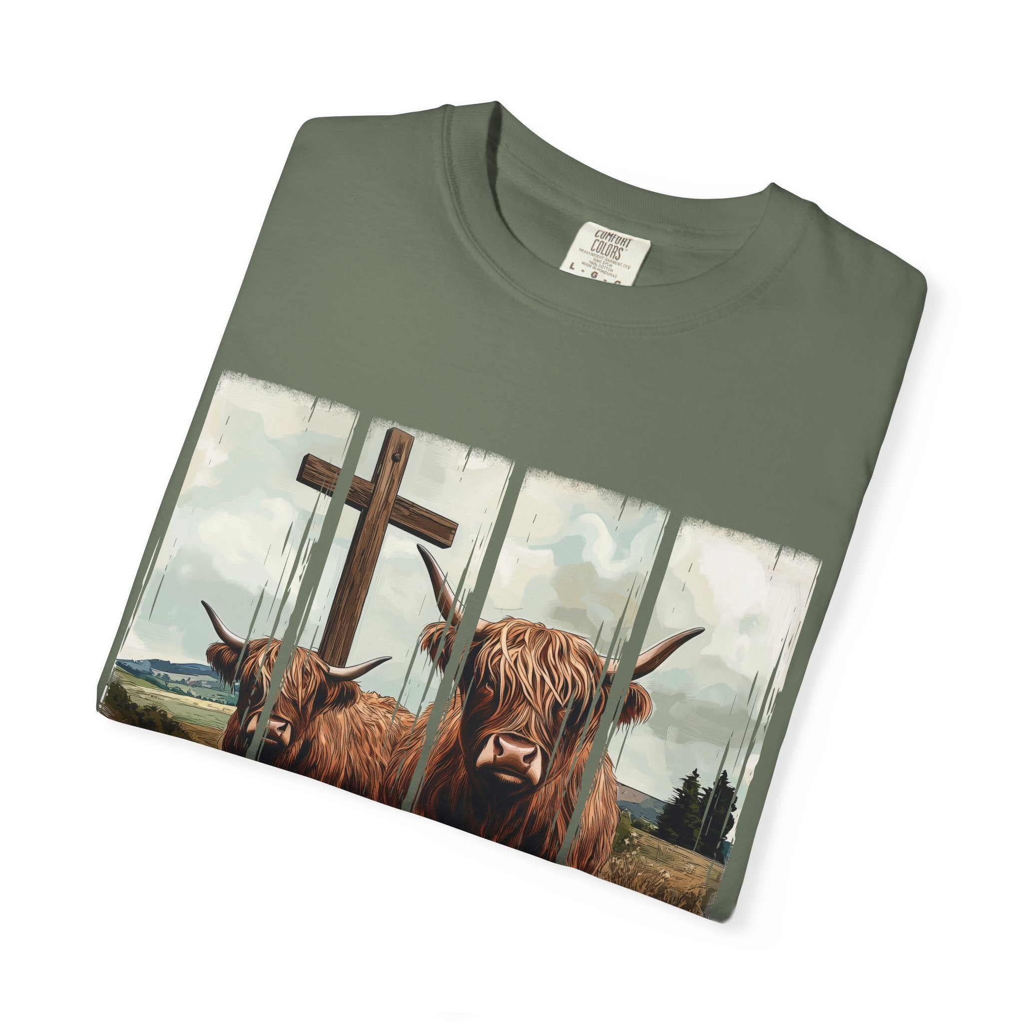 Christian Highland Cow T-Shirt — "Follow the Word, Not the Herd" Faith Tee
