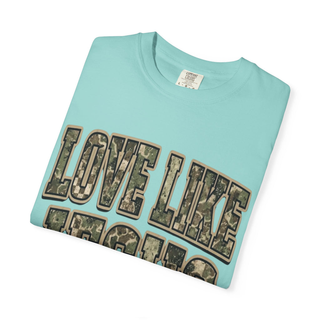 Love Like Jesus camo text T-shirt | Christian faith shirt