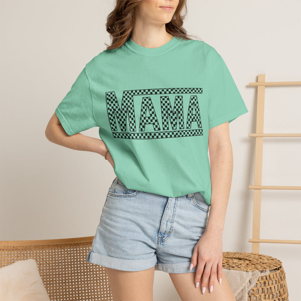 Checkered MAMA Logo T-shirt | Mama Typography Tee