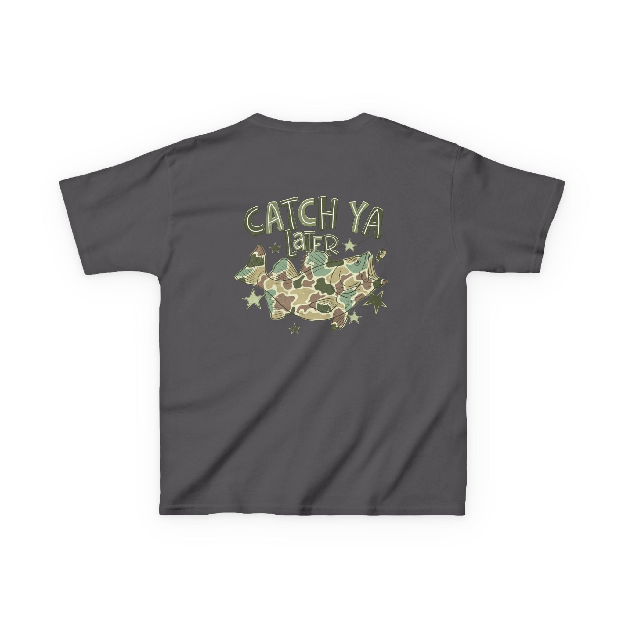 Kids Tee — "Catch Ya Later" Camo Shark Graphic
