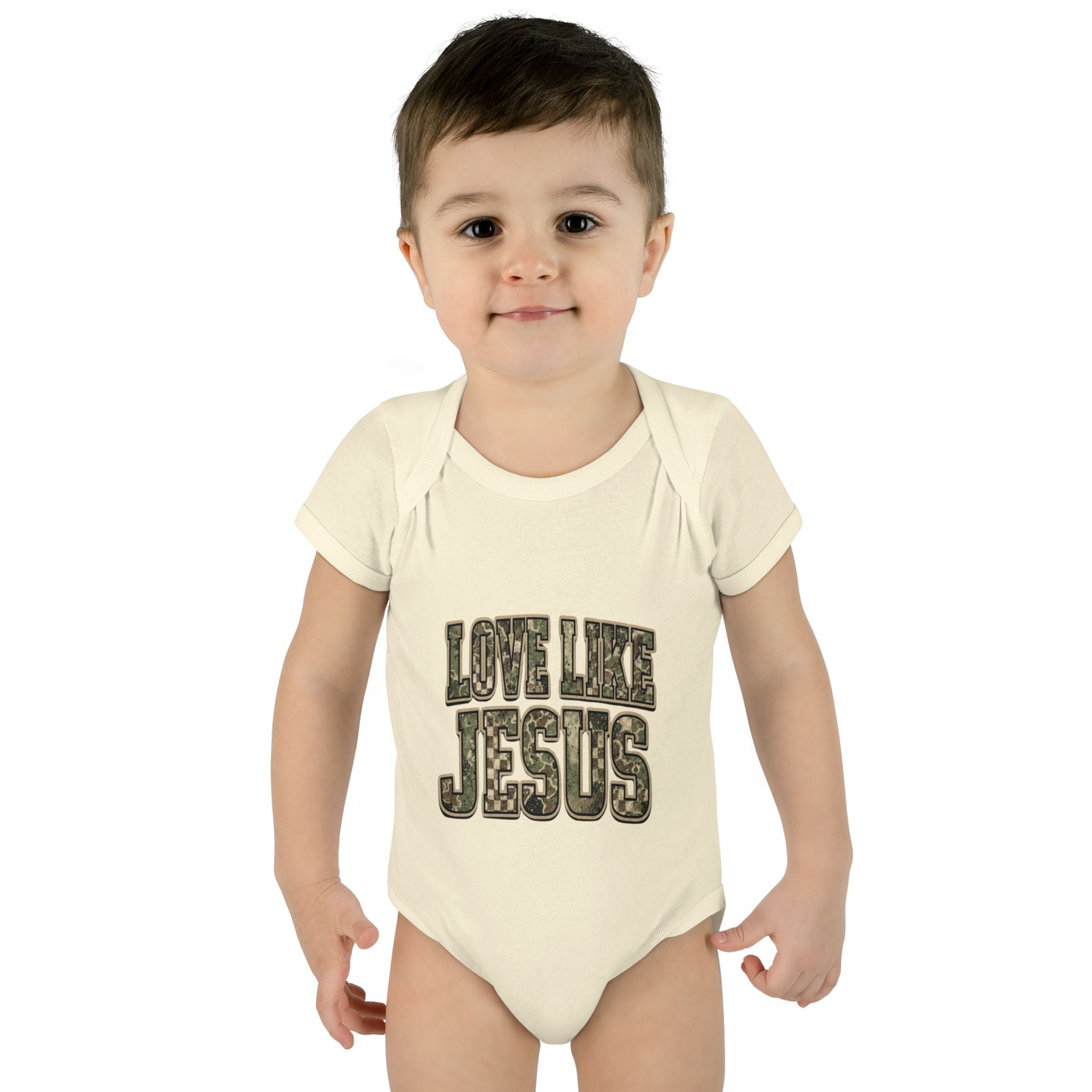 Infant Bodysuit - "Love Like Jesus" Camo Christian Baby Onesie