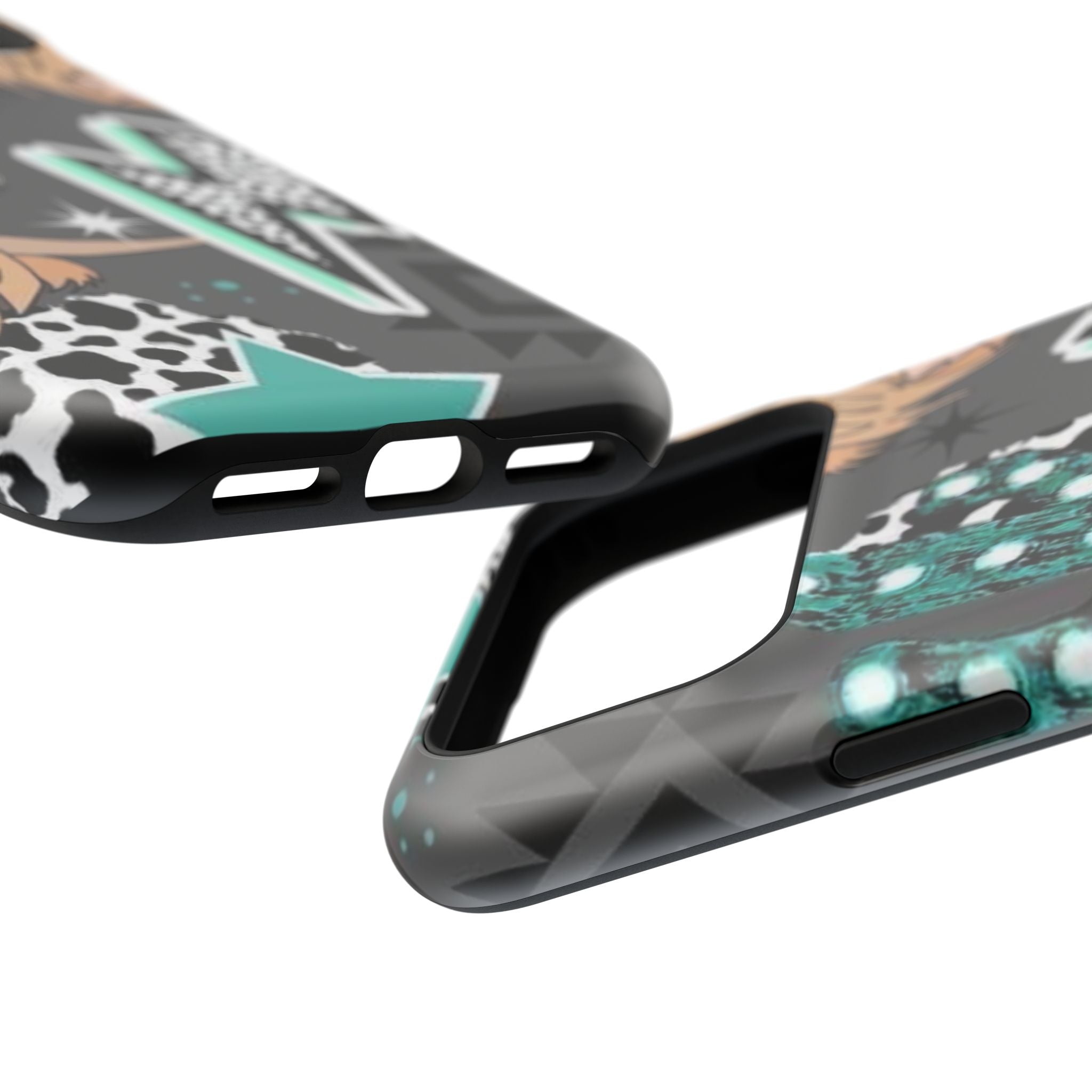 Teal Pop-Art Pattern Phone Case — Impact-Resistant iPhone Cover with Lightning & Leopard Graphics
