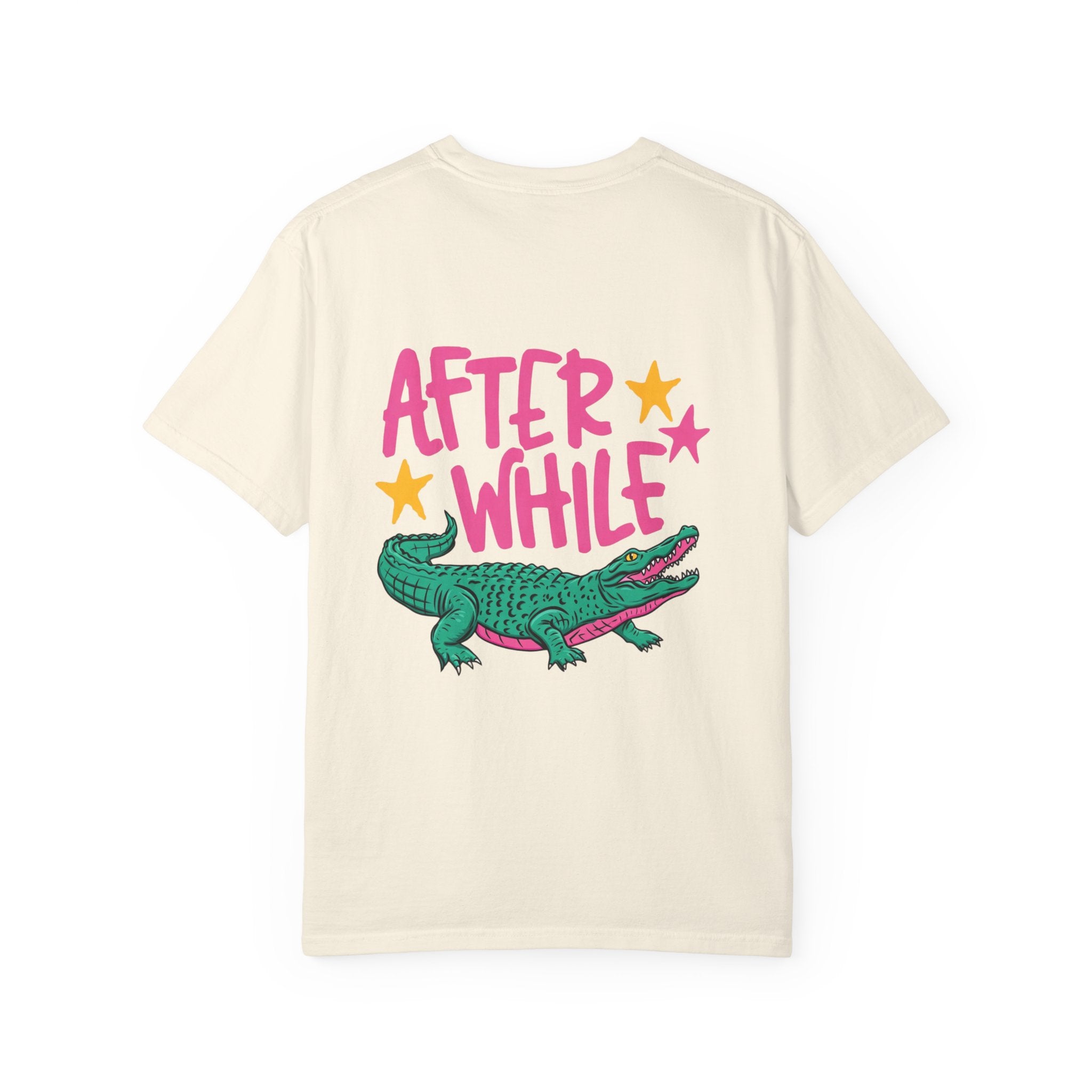 Later/After While Alligator T-Shirt — Retro Pink & Teal Graphic Tee