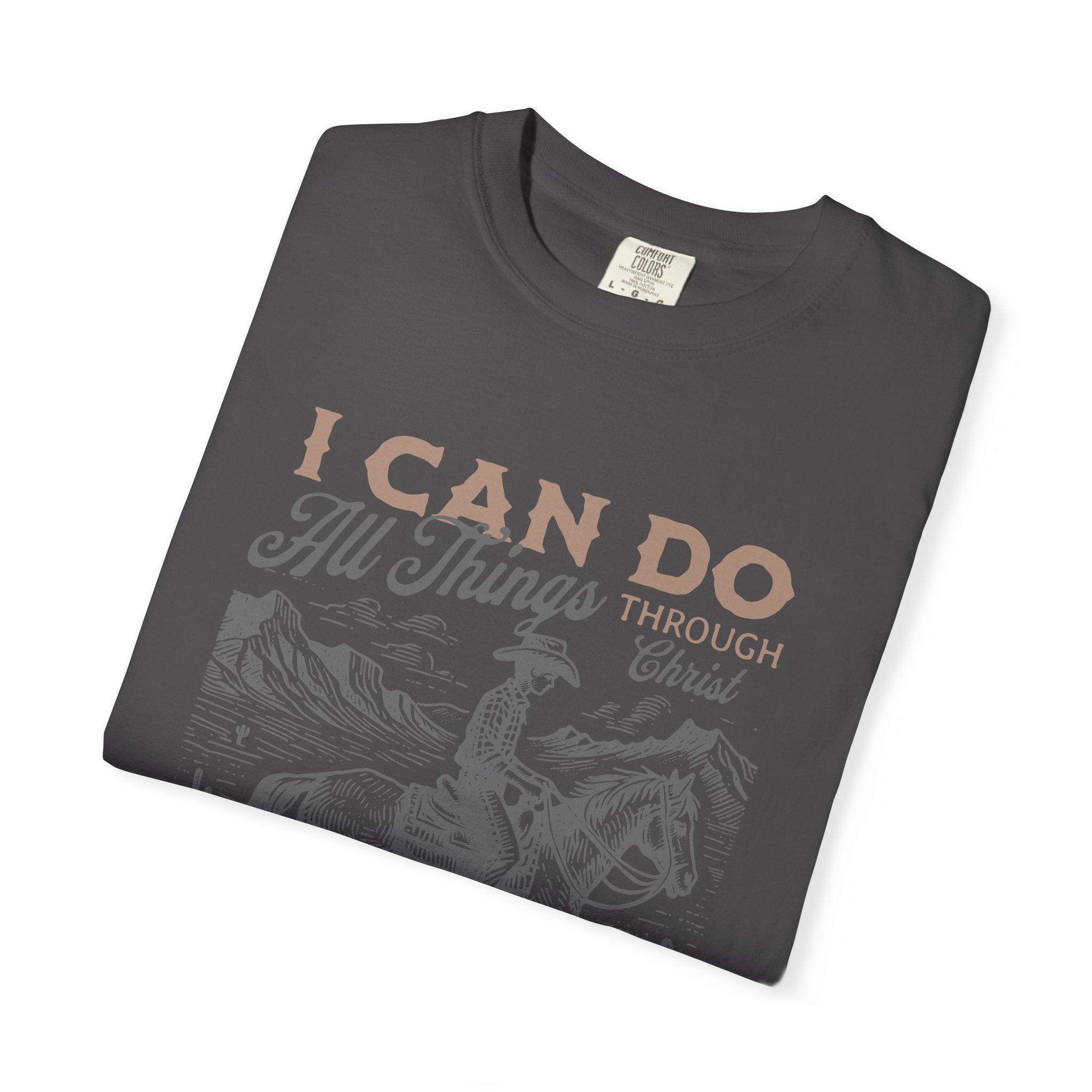 Faith Cowboy T-Shirt — "I Can Do All Things" Philippians 4:13 Christian Tee