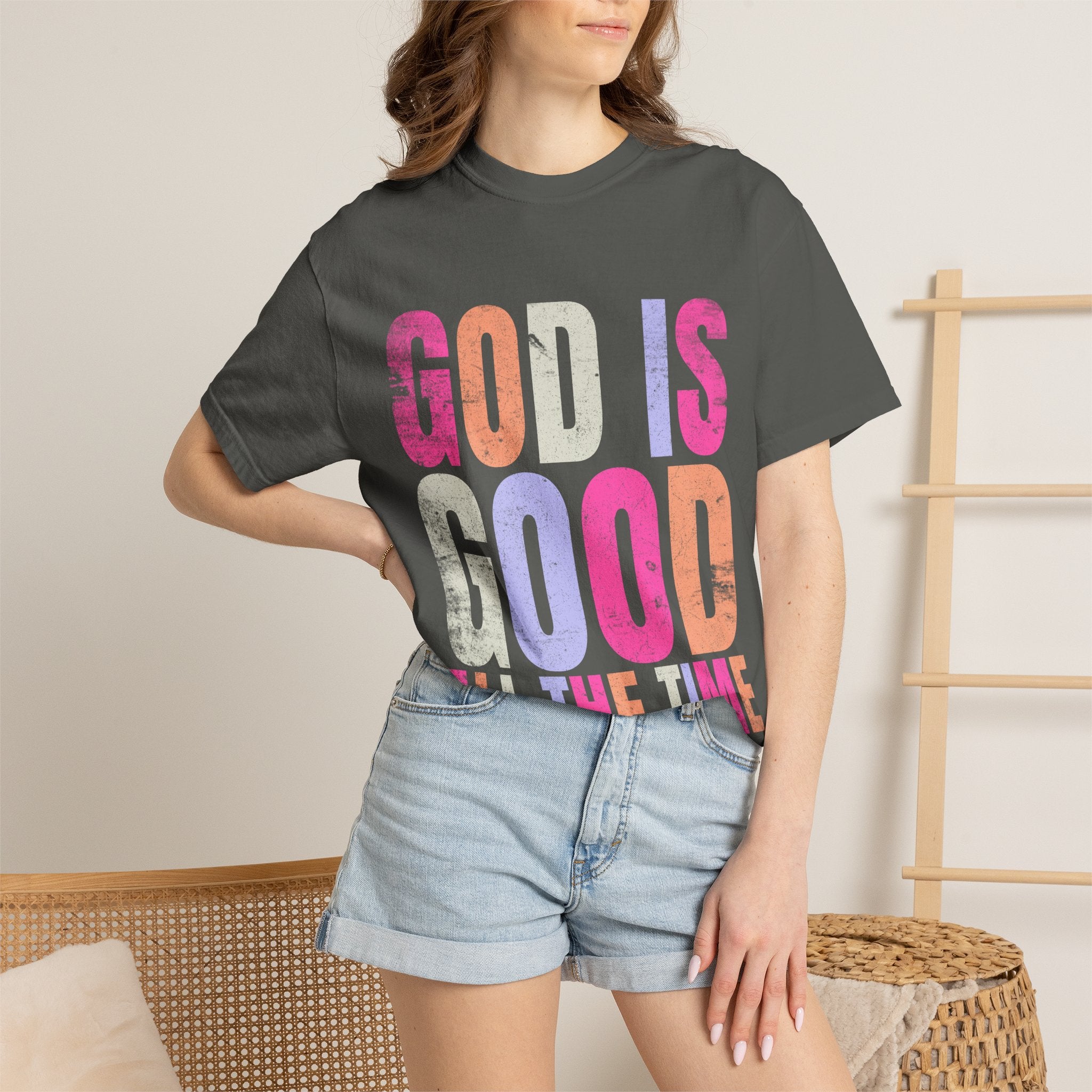 God Is Good All The Time T-Shirt — Pastel Christian Faith Tee