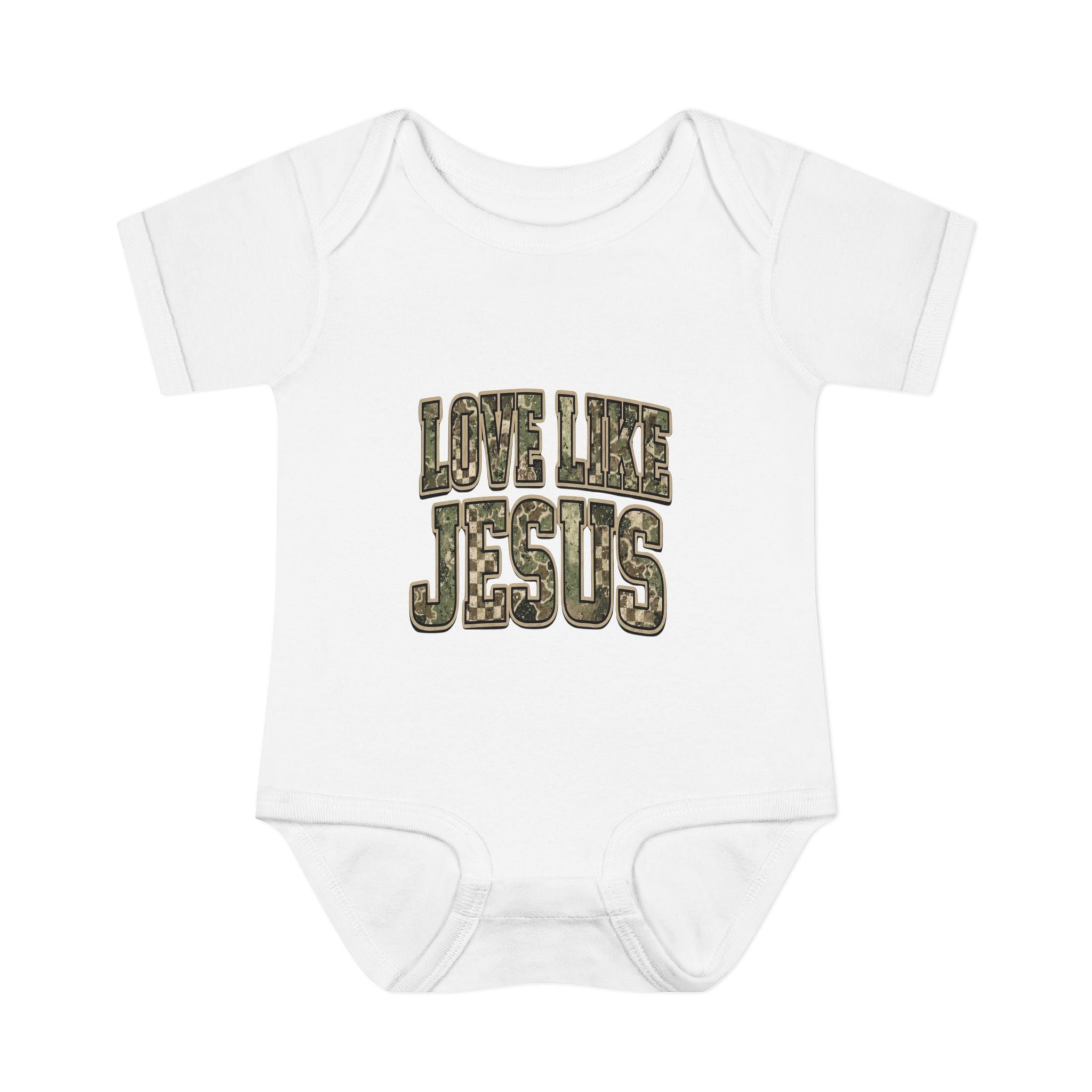 Infant Bodysuit - "Love Like Jesus" Camo Christian Baby Onesie