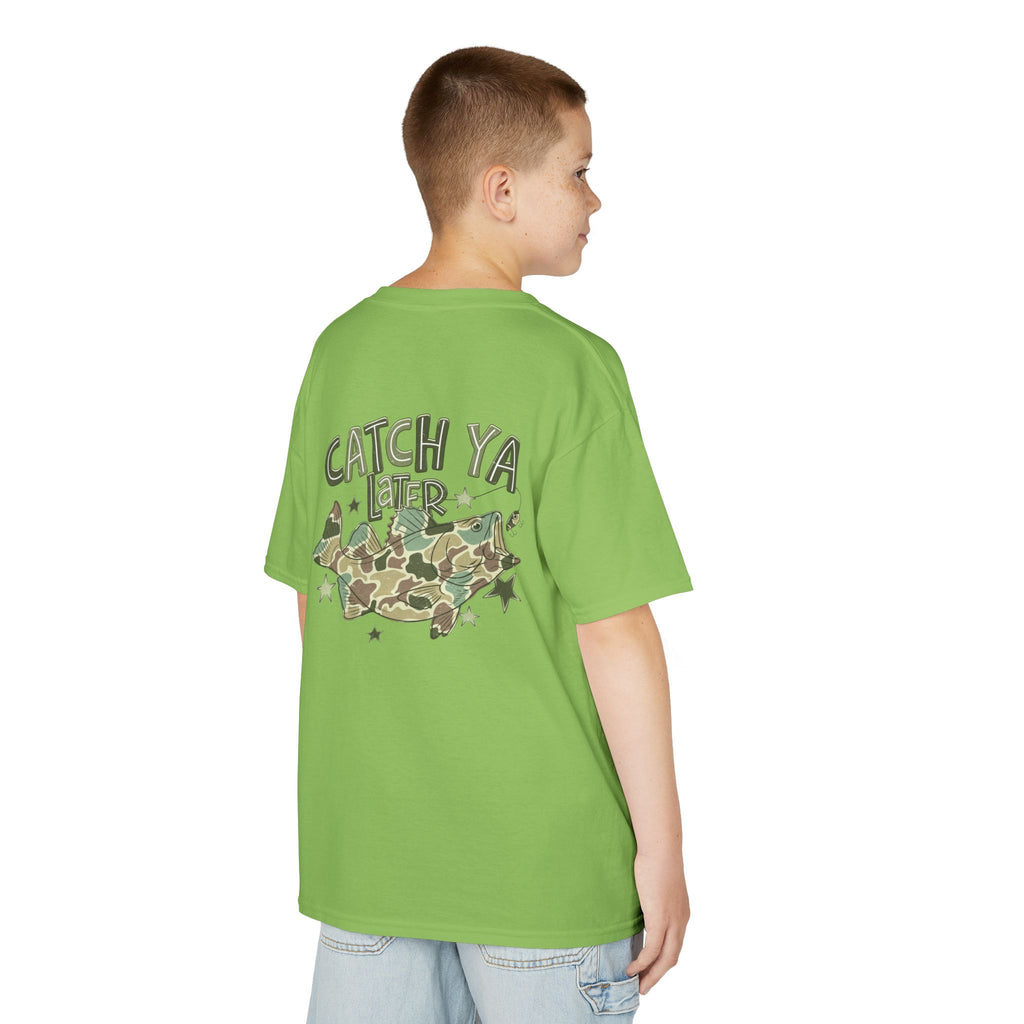 Kids Tee — "Catch Ya Later" Camo Shark Graphic