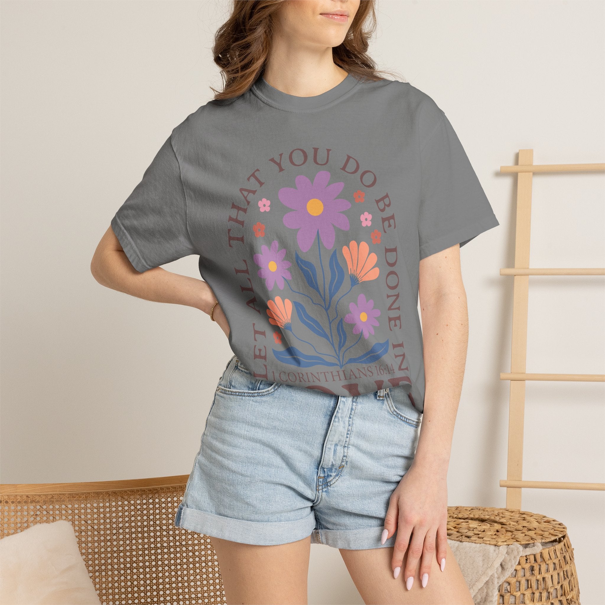 Love Floral T‑Shirt — "Let All That You Do Be Done in Love" Christian Tee