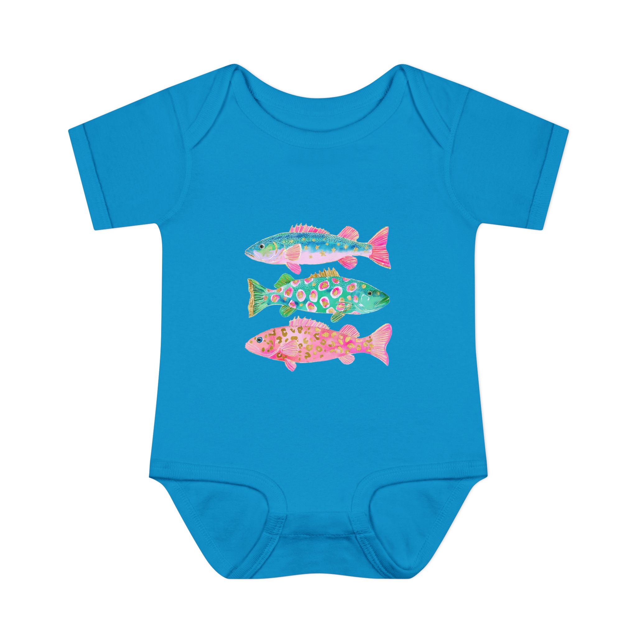 Baby Bodysuit — Colorful Watercolor Fish Onesie for Infants