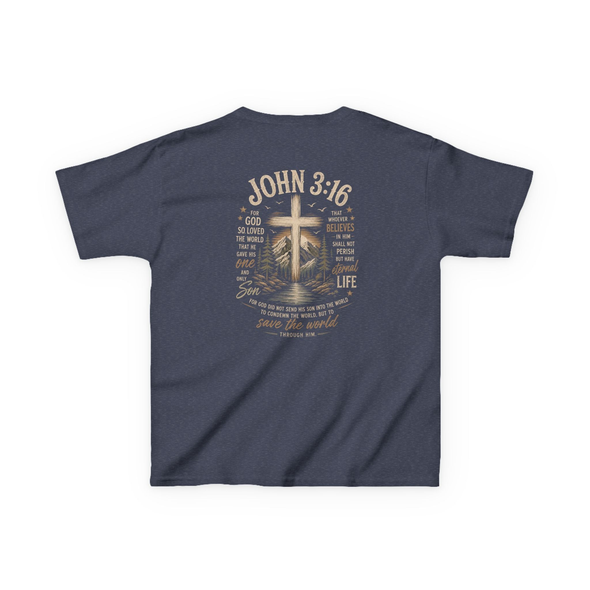 Kids T-Shirt — John 3:16 Cross Design Christian Youth Tee