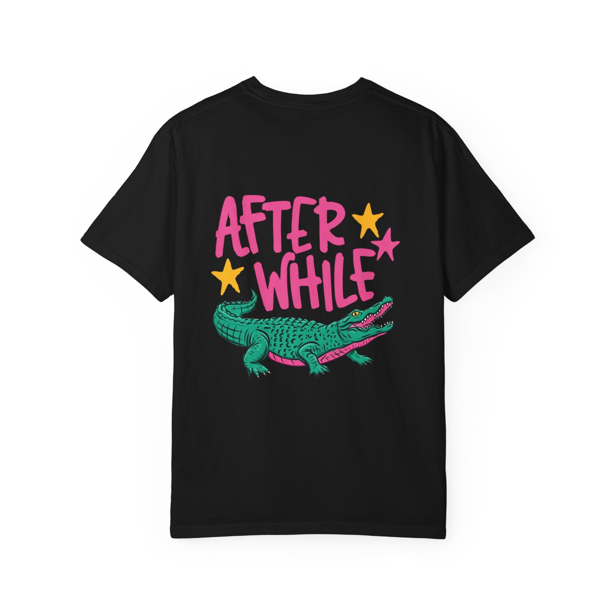 Later/After While Alligator T-Shirt — Retro Pink & Teal Graphic Tee