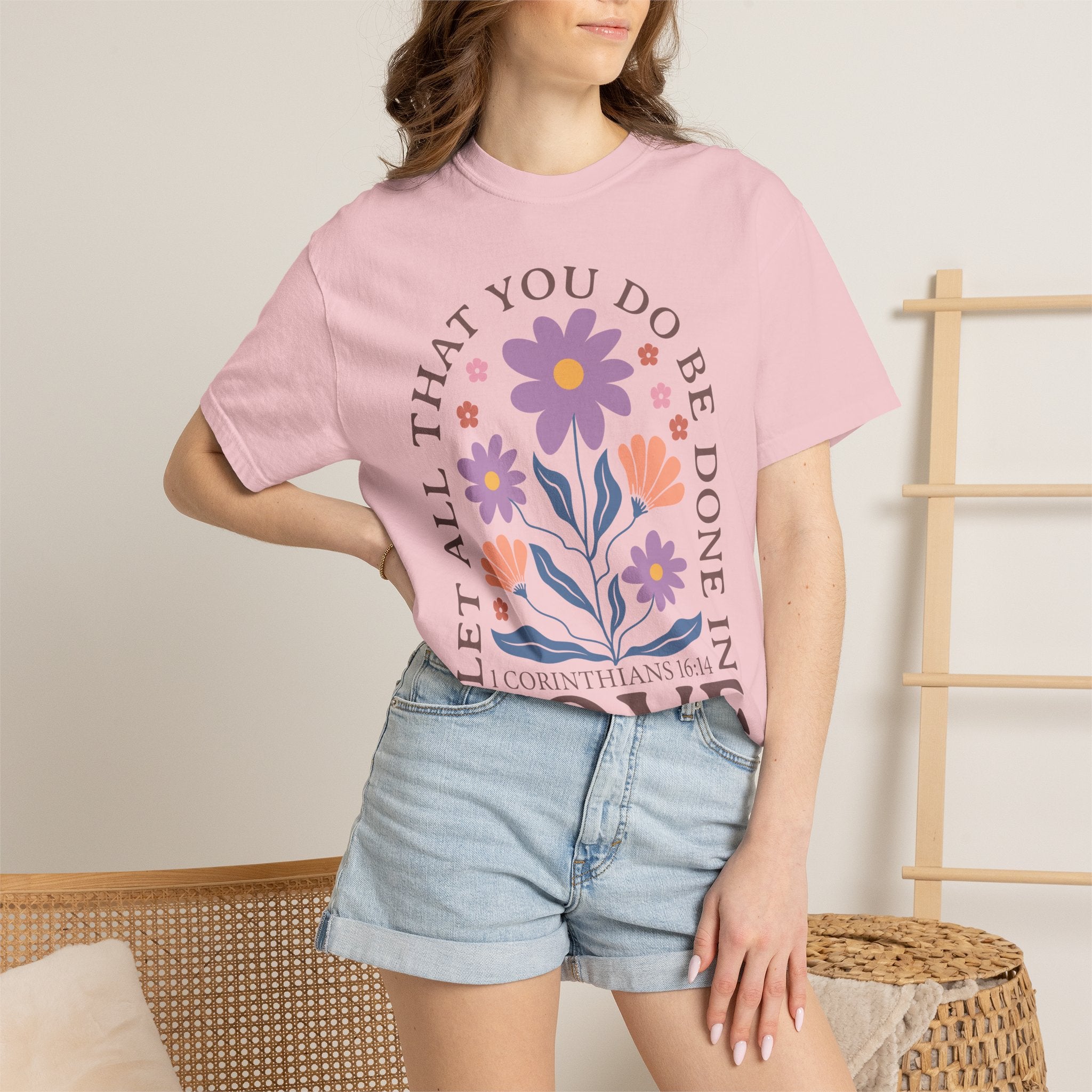 Love Floral T‑Shirt — "Let All That You Do Be Done in Love" Christian Tee